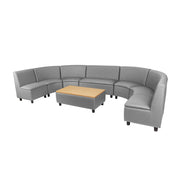 Kid Comfort Collective Modular Curved Seating with Coffee Table, 8-Piece Set - Gray/Maple Grain