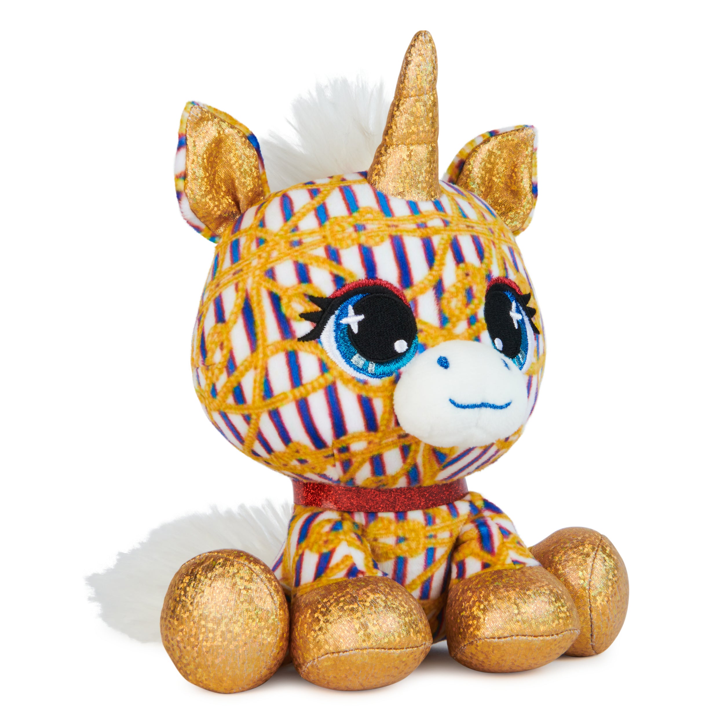 P.Lushes Designer Fashion Pets Natalie Von Corn Premium Unicorn Stuffed Animal, Gold and Blue, 6”