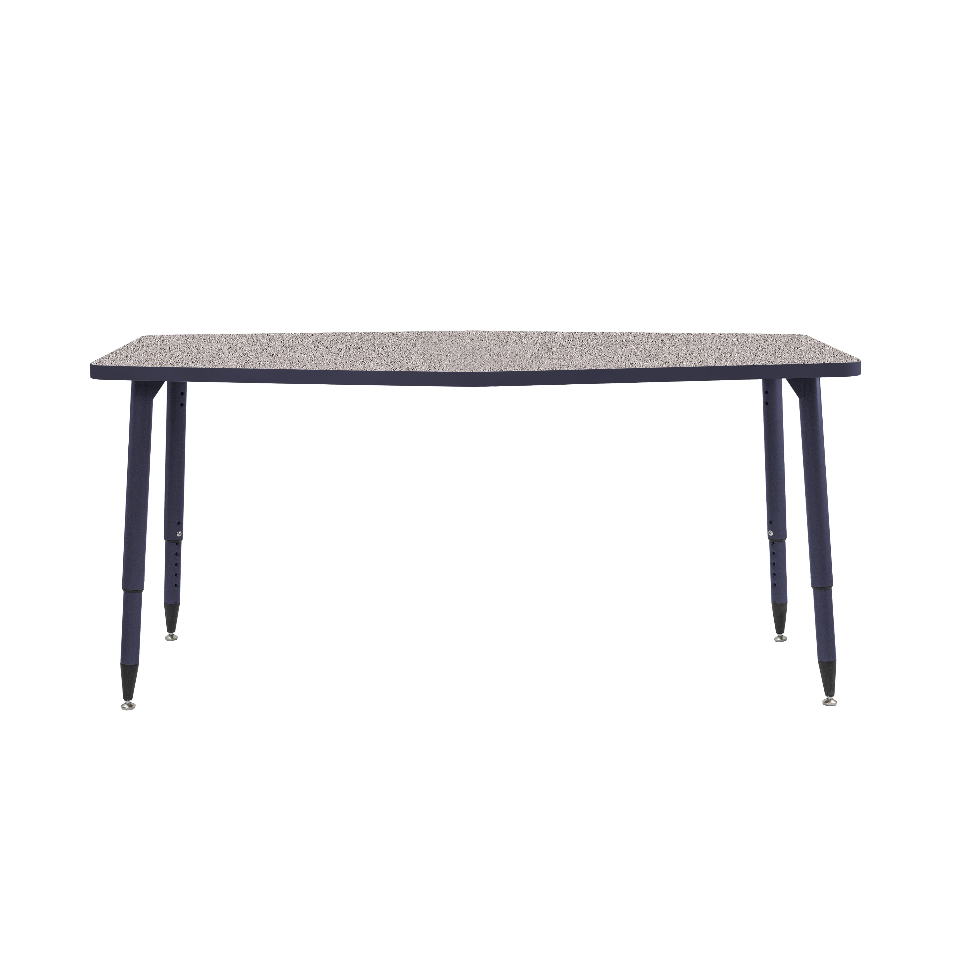 Adapte 34" x 60" Long Hexagon Thermofused Activity Table with Adjustable Tapered Legs - Gray/Navy