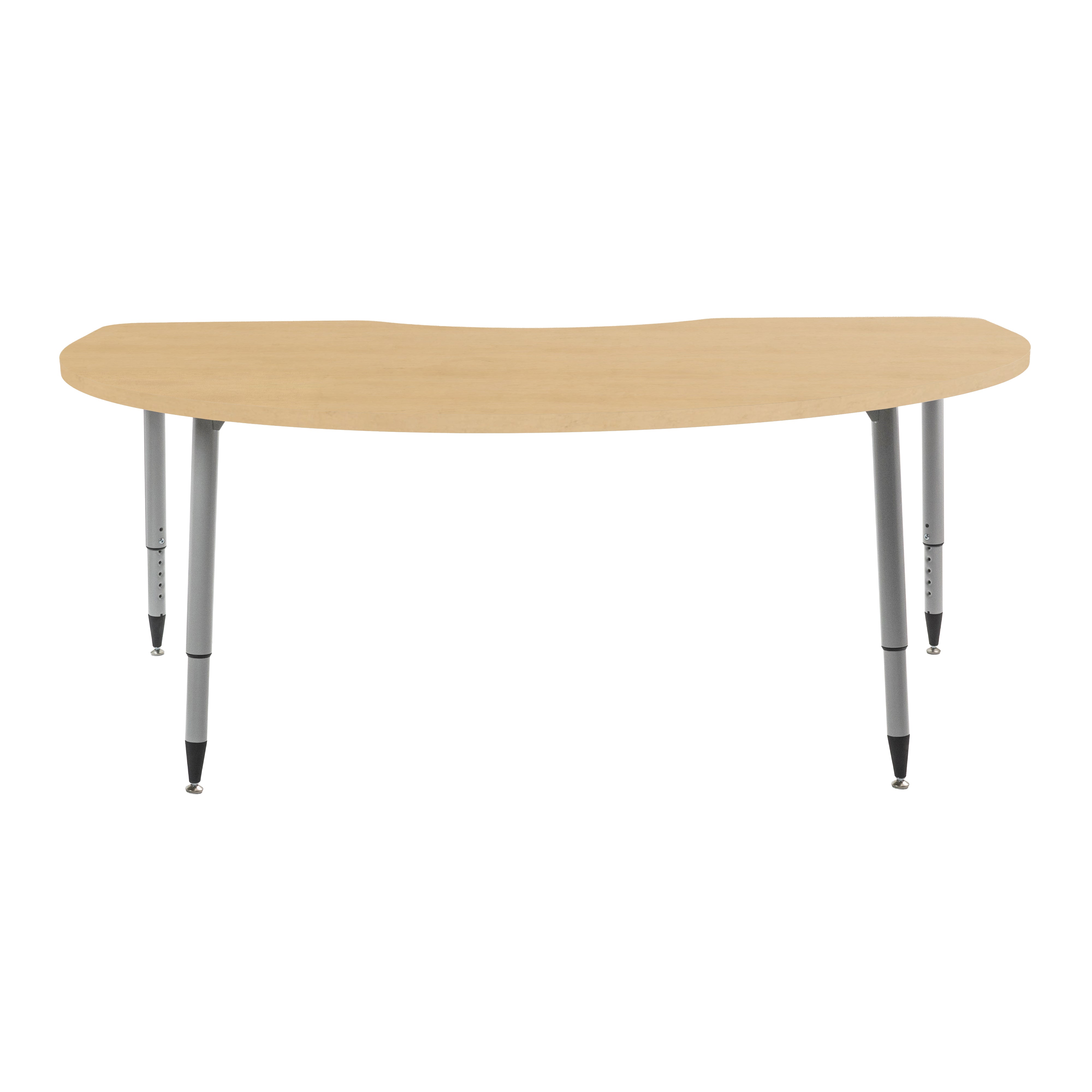 Adapte 48" x 72" Kidney Woodgrain Activity Table with Adjustable Tapered Legs - Maple Grain/Silver