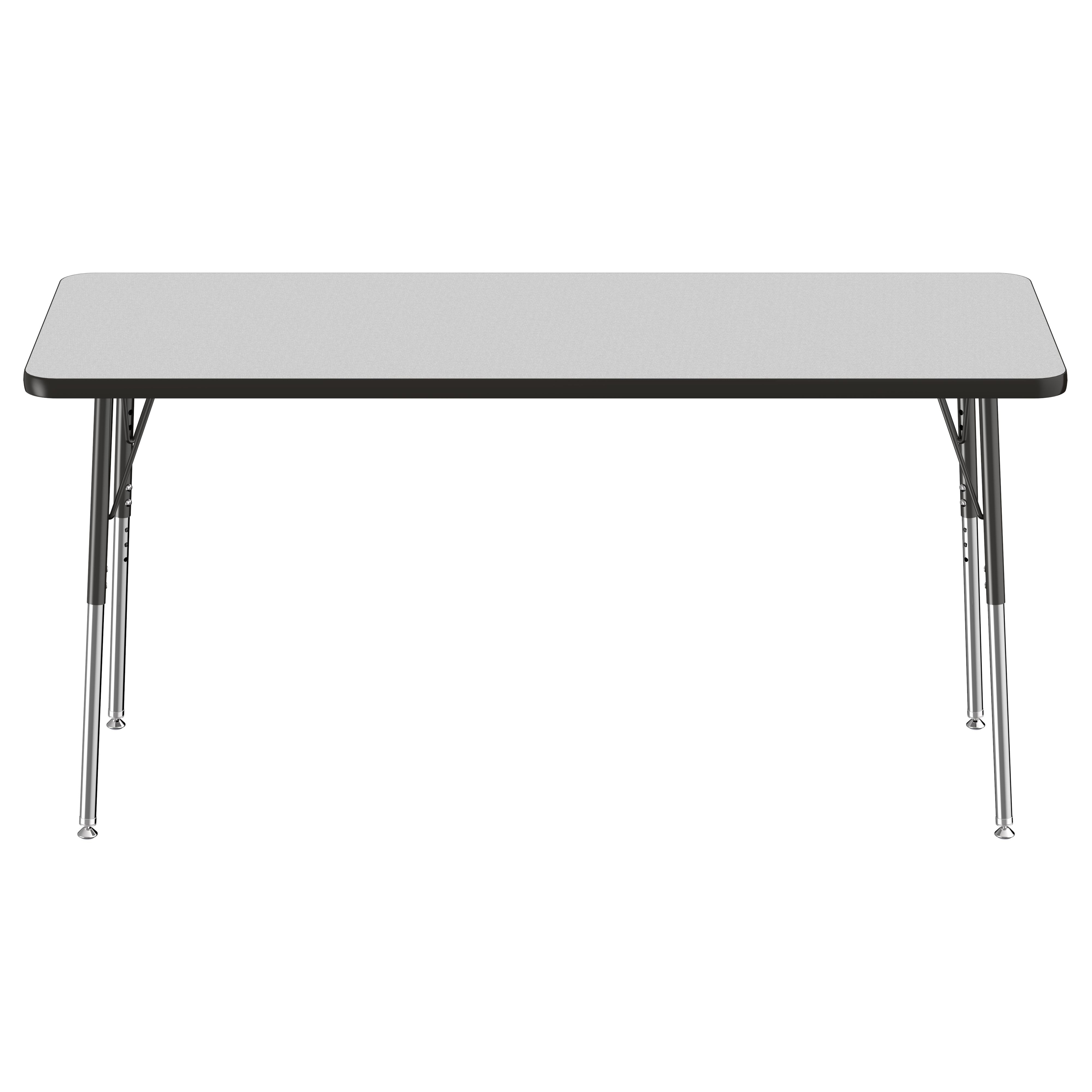 24" x 60" Rectangle T-Molding Activity Table with Adjustable Standard Swivel Glide Legs - Gray/Black