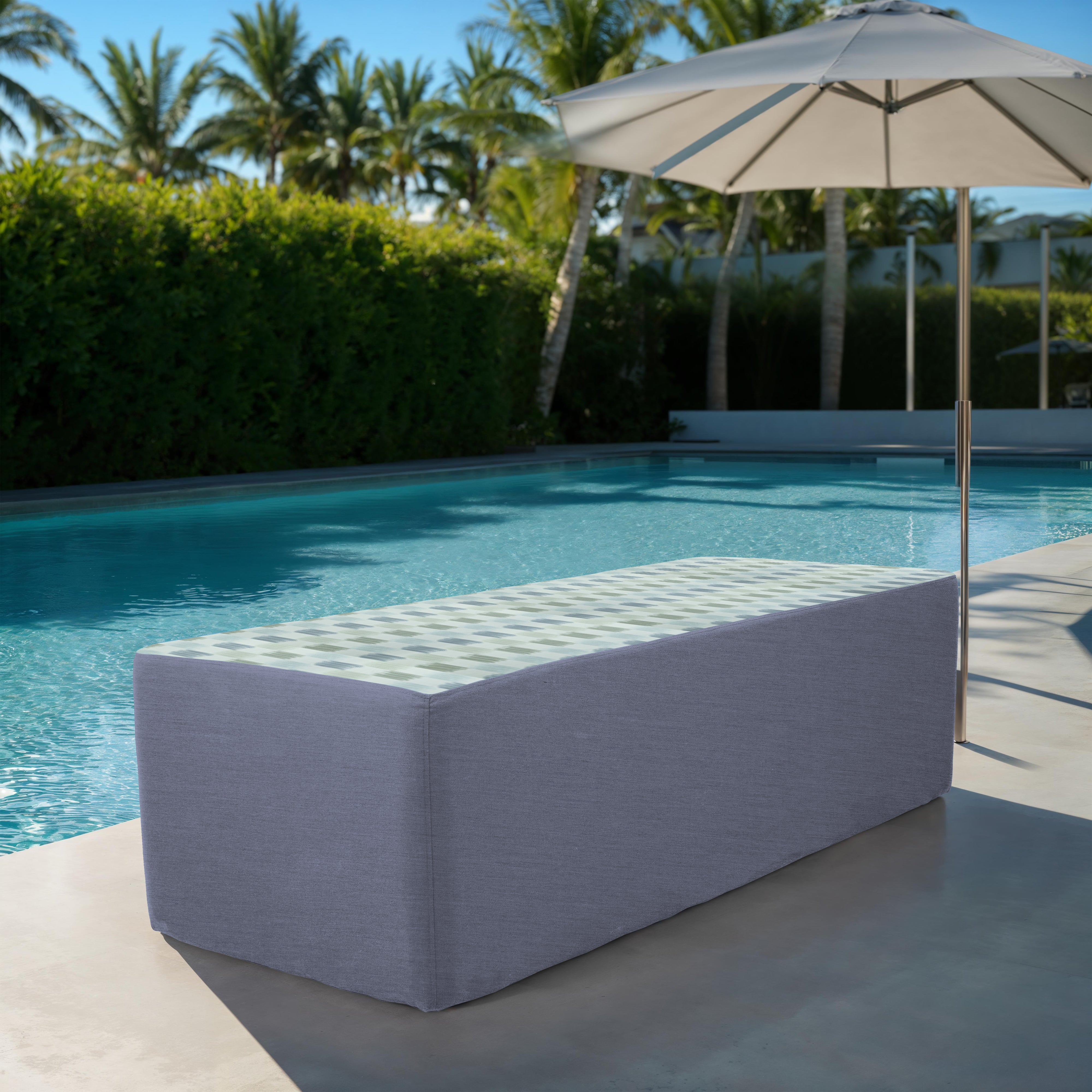 Outdoor 24" x 60" Rectangle Ottoman with Sunbrella, 18" H - Dream Mist/Canvas Haze