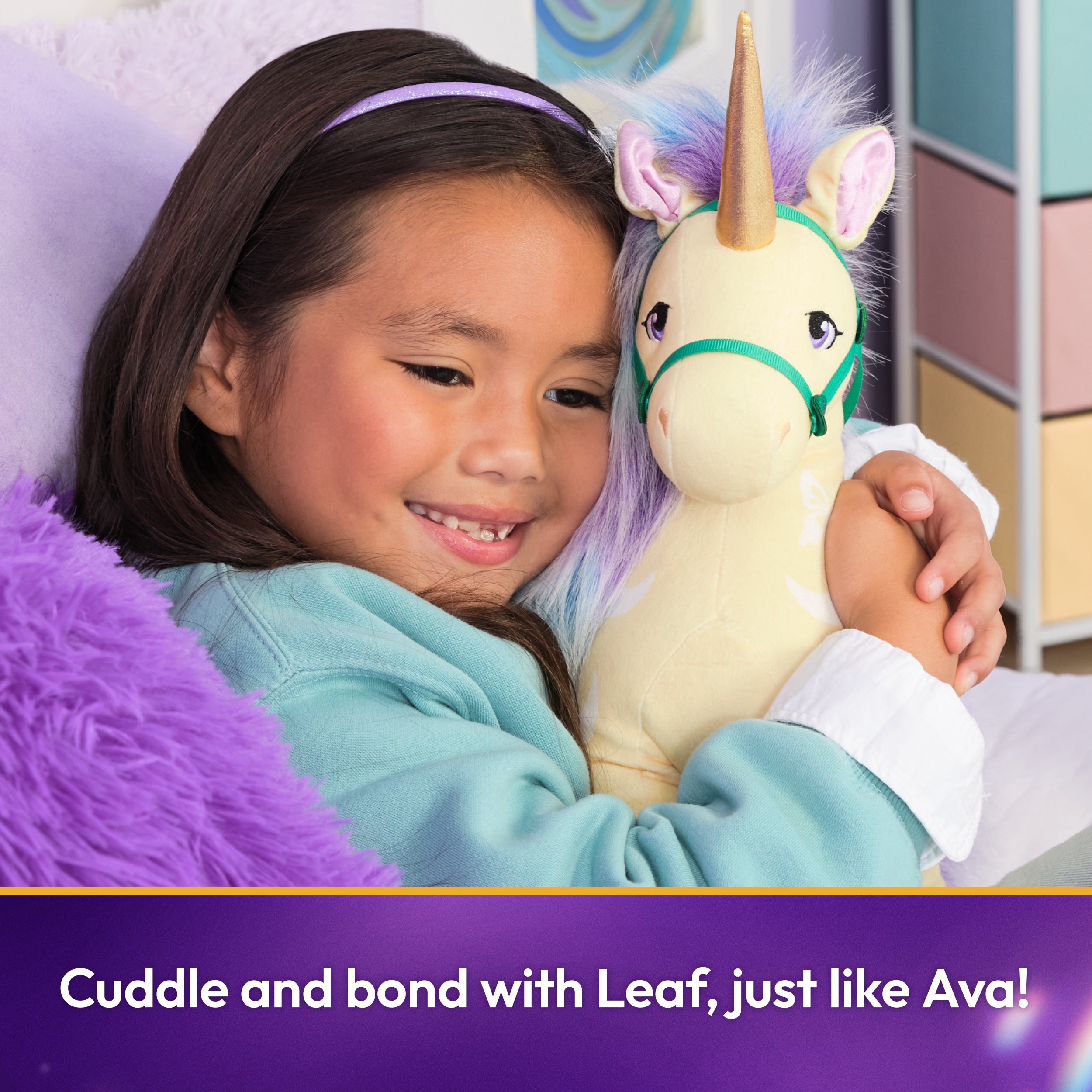 Unicorn Academy Official Leaf Plush Toy,  Unicorn Stuffed Animal, Toys for Girls Ages 1 & Up, Yellow, 15”