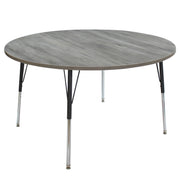 48" Round La Madera Activity Table with Standard Legs - Light Gray Wood/Black
