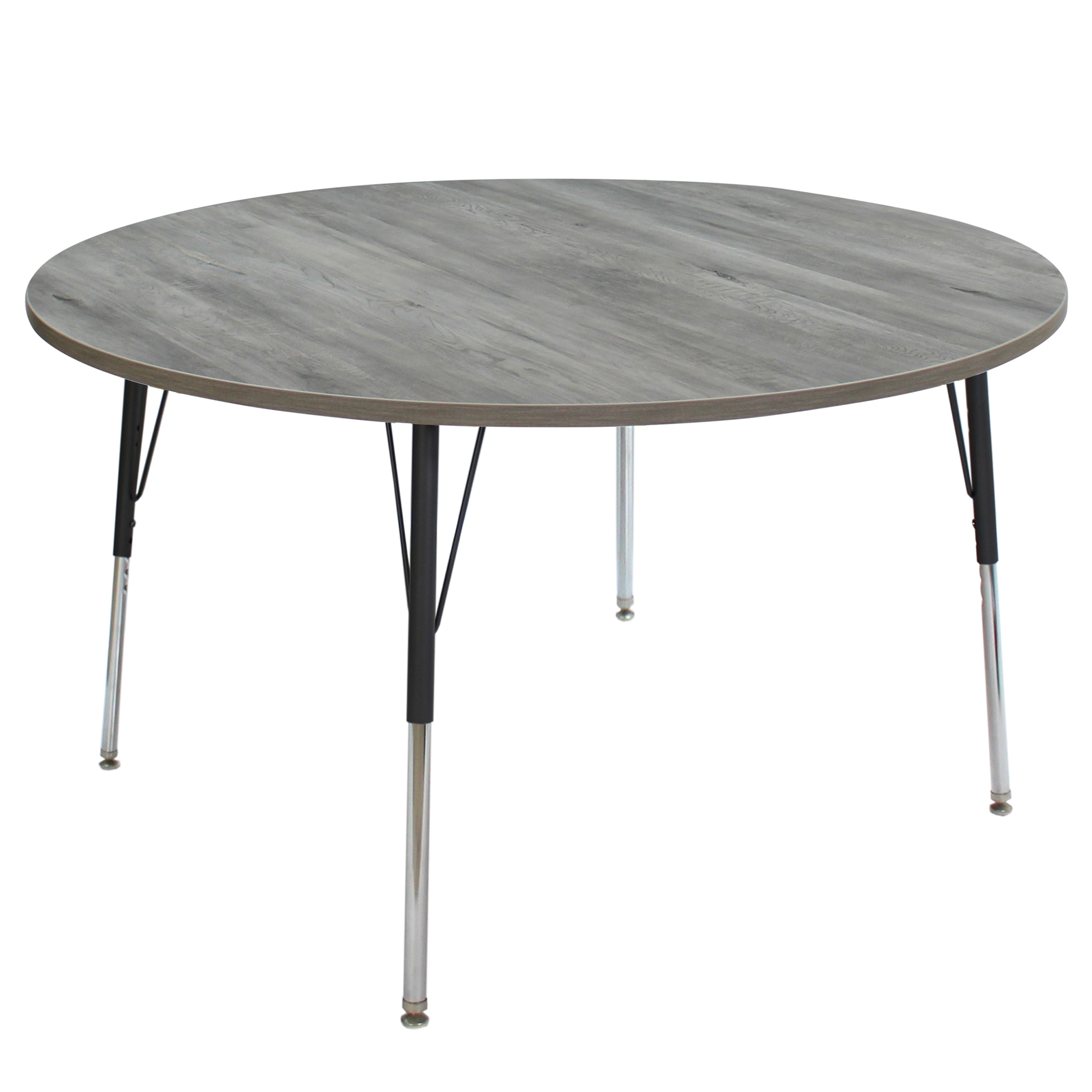 48" Round La Madera Activity Table with Standard Legs - Light Gray Wood/Black