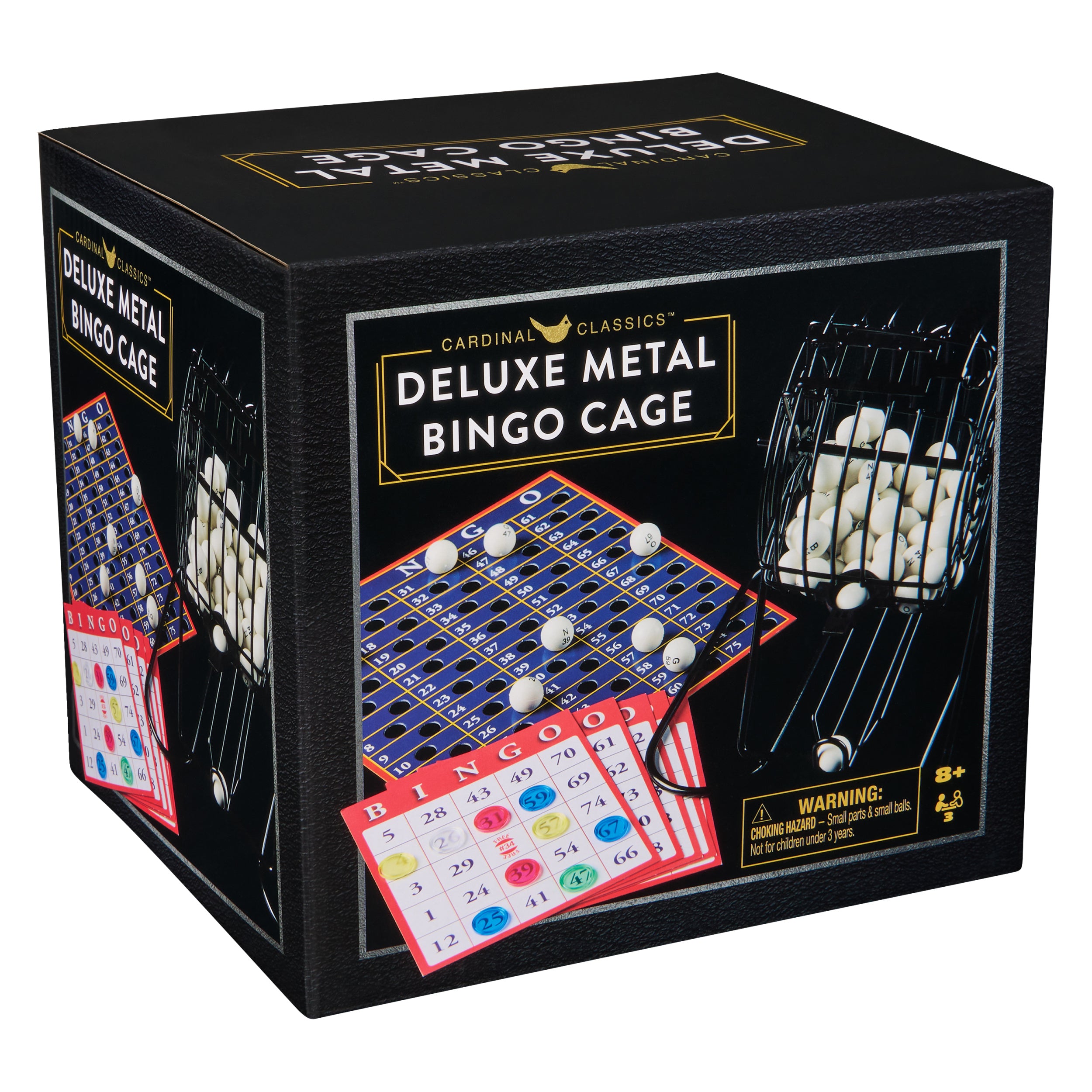 Spin Master Games, Cardinal Classics, Deluxe Metal Bingo Game Cage with Numbered Balls, Bingo Cards, Bingo Daubers Markers, for Ages 8 and up