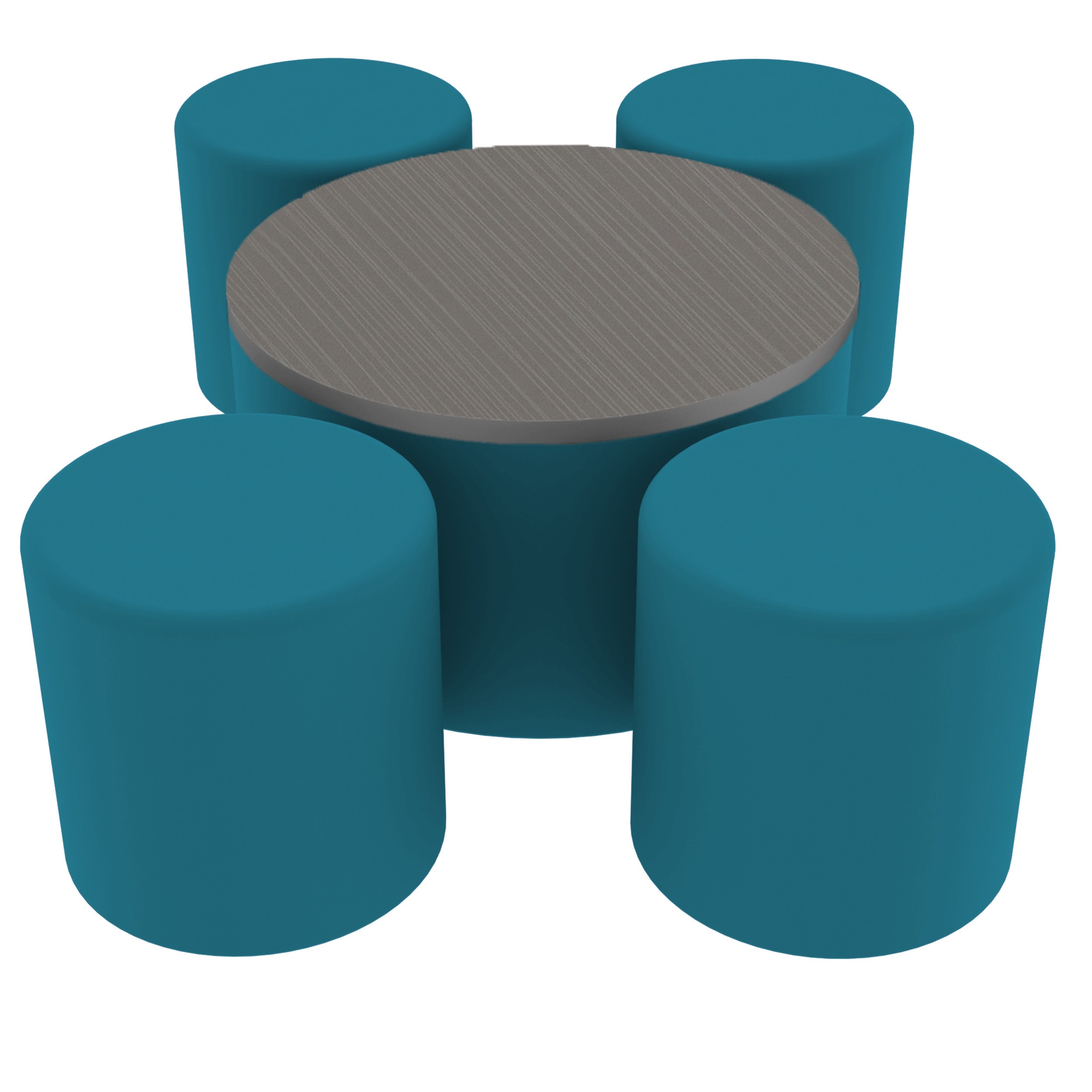 Pro Series 30" Round Ottoman Table with Round 18" H Seating, 5-Piece Set - Teal/Cosmic Strandz