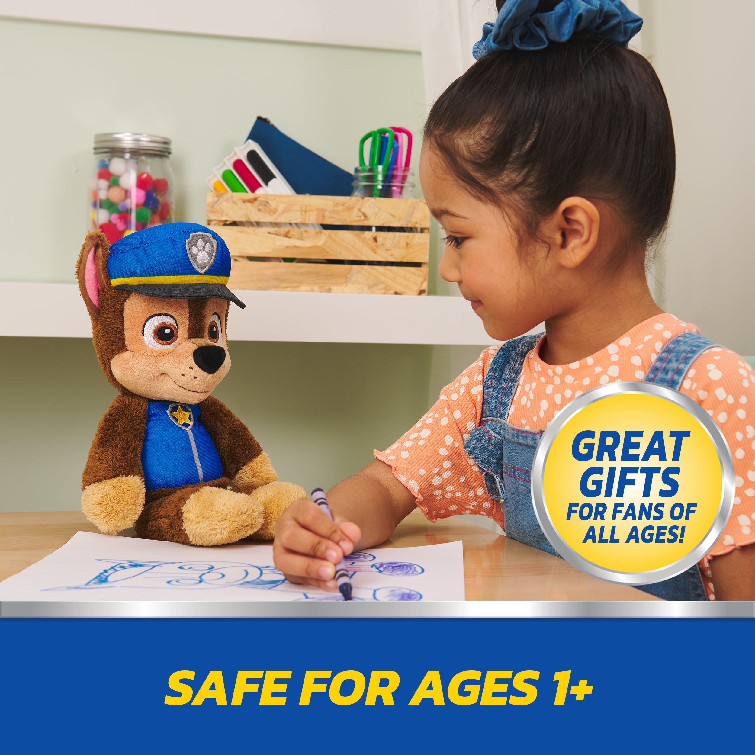 GUND PAW Patrol Official Chase Take Along Buddy Plush Toy, Premium Stuffed Animal for Ages 1 & Up, Blue/Brown, 13”