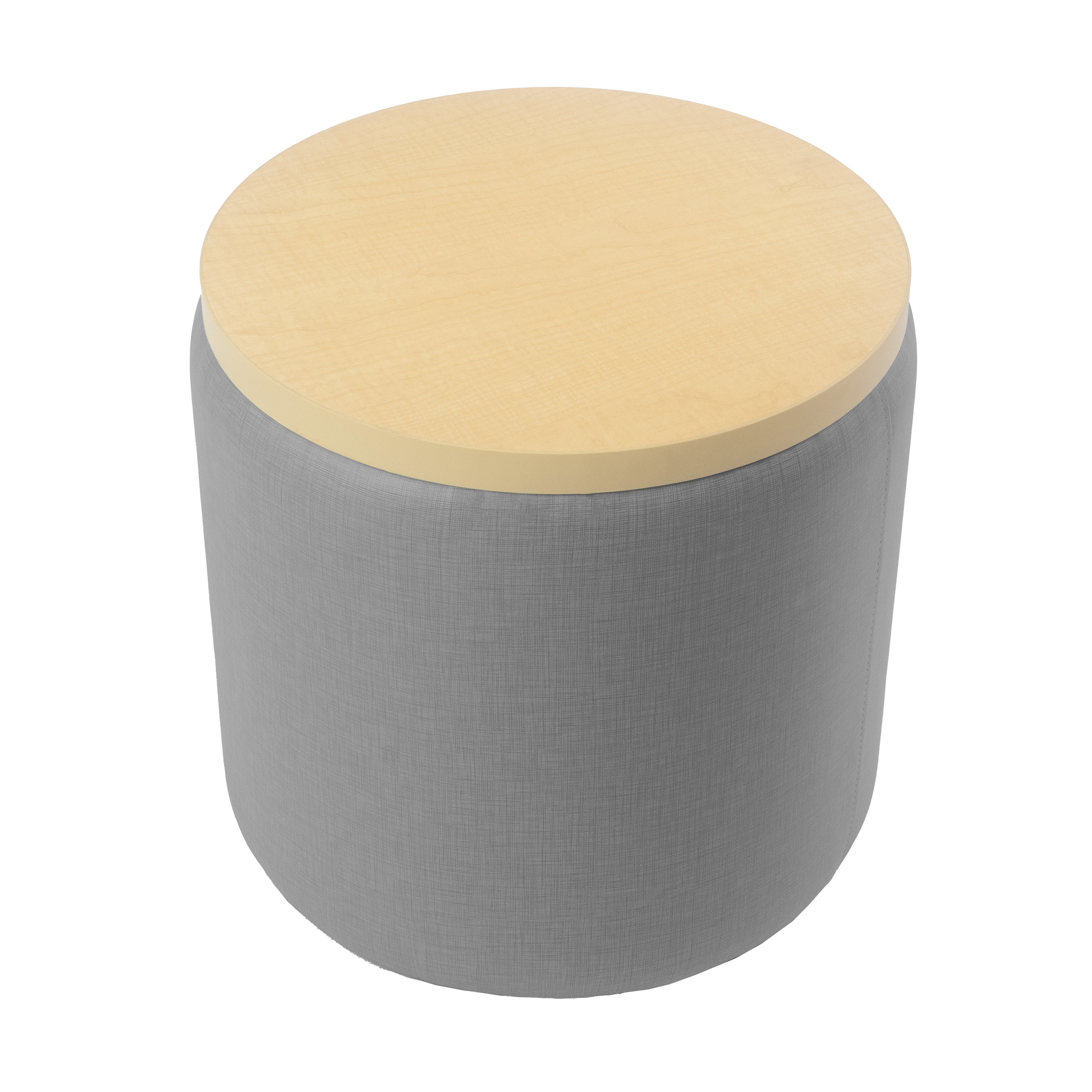 Pro Series Upholstered 18" Round Ottoman Table 18" Height - Slate Gray Crosshatch/Maple