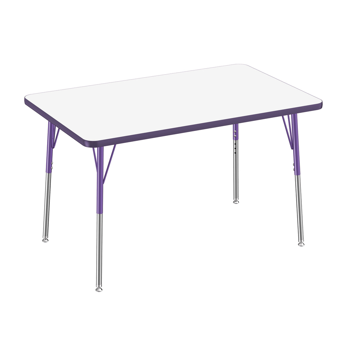 30" x 48" Rectangle Dry-Erase Activity Table with Adjustable Standard Swivel Glide Legs - Whiteboard/Eggplant/Purple
