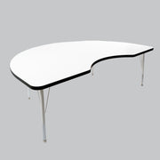 48" x 72" Kidney Thermofused Activity Table with Adjustable Standard Swivel Glide Legs - White/Black/White