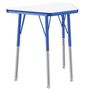 18" x 30" Trapezoid Dry-Erase Activity Table with Adjustable Standard Swivel Glide Legs - Whiteboard/Blue