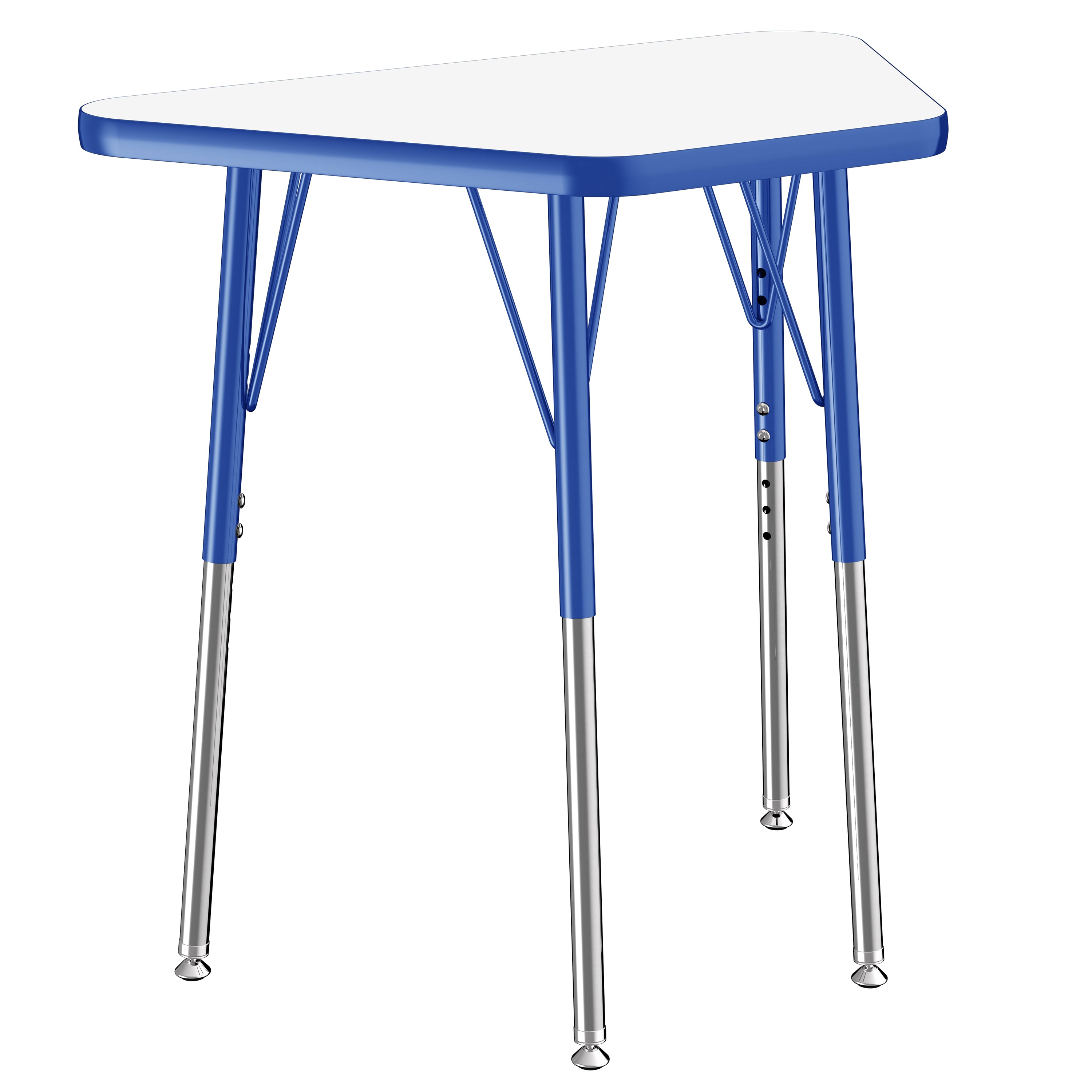 18" x 30" Trapezoid Dry-Erase Activity Table with Adjustable Standard Swivel Glide Legs - Whiteboard/Blue