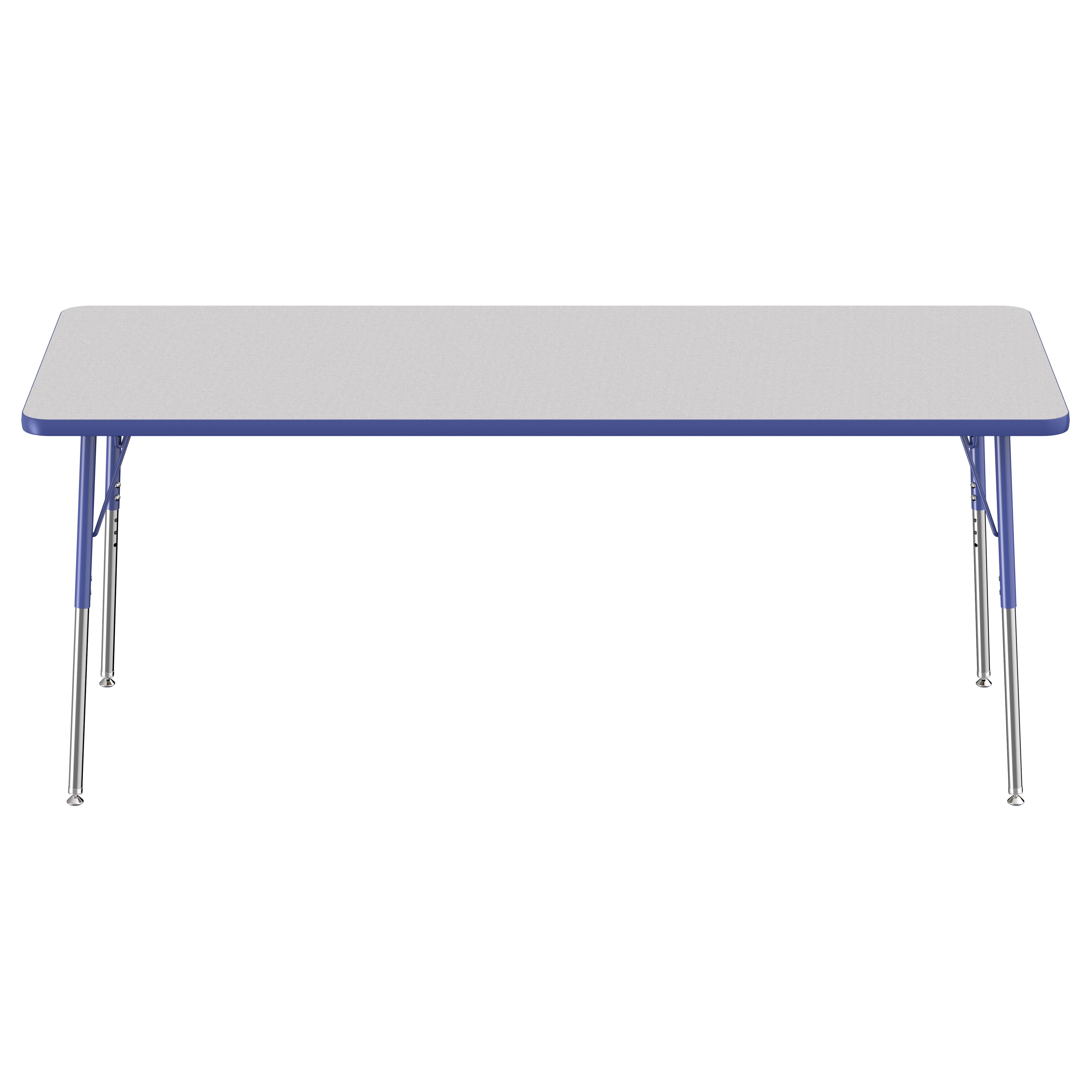 30" x 72" Rectangle Thermofused Activity Table with Adjustable Standard Swivel Glide Legs - Gray/Blue