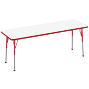 24" x 72" Rectangle Dry-Erase Activity Table with Adjustable Standard Ball Glide Legs - Whiteboard/Red
