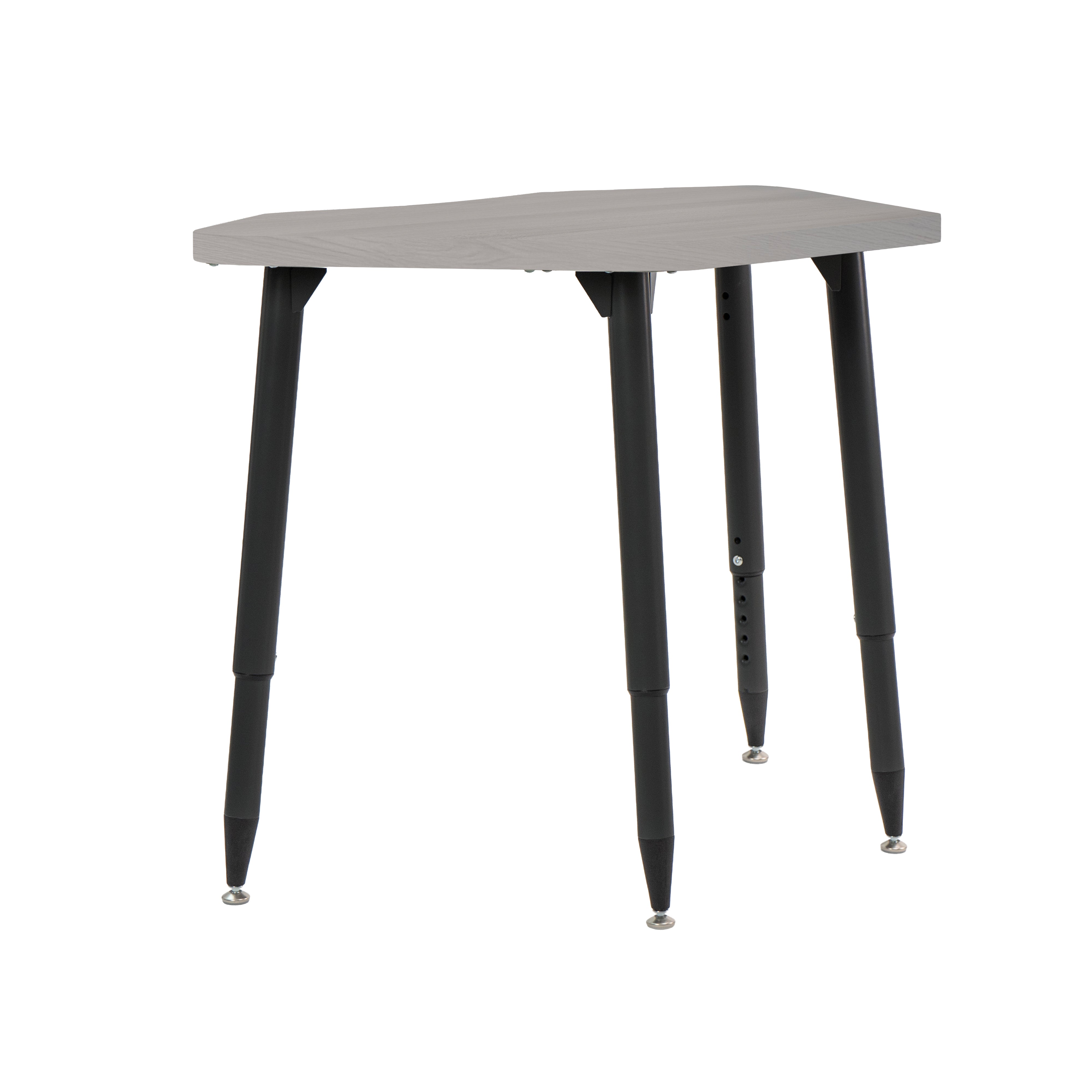 Adapte 24" x 36" Petal Woodgrain Activity Table with Adjustable Tapered Legs - Light Gray Wood/Black
