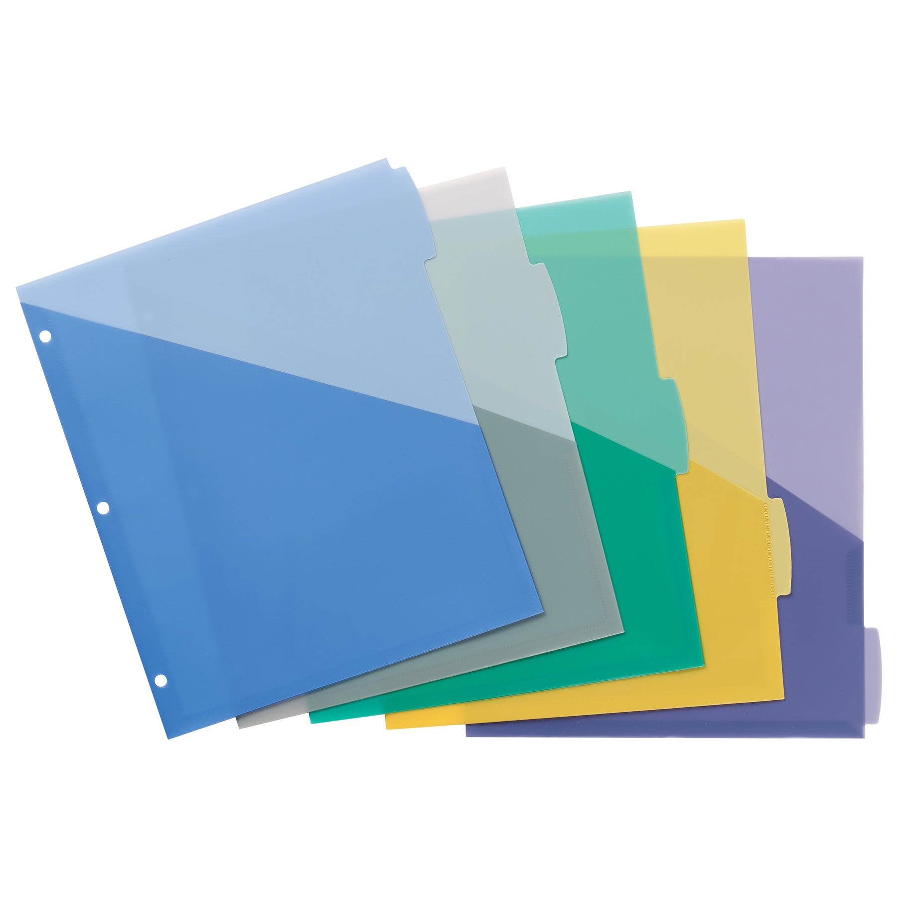 Write & Erase Durable Plastic Dividers with Pockets, 5-Tab Set, Multicolor