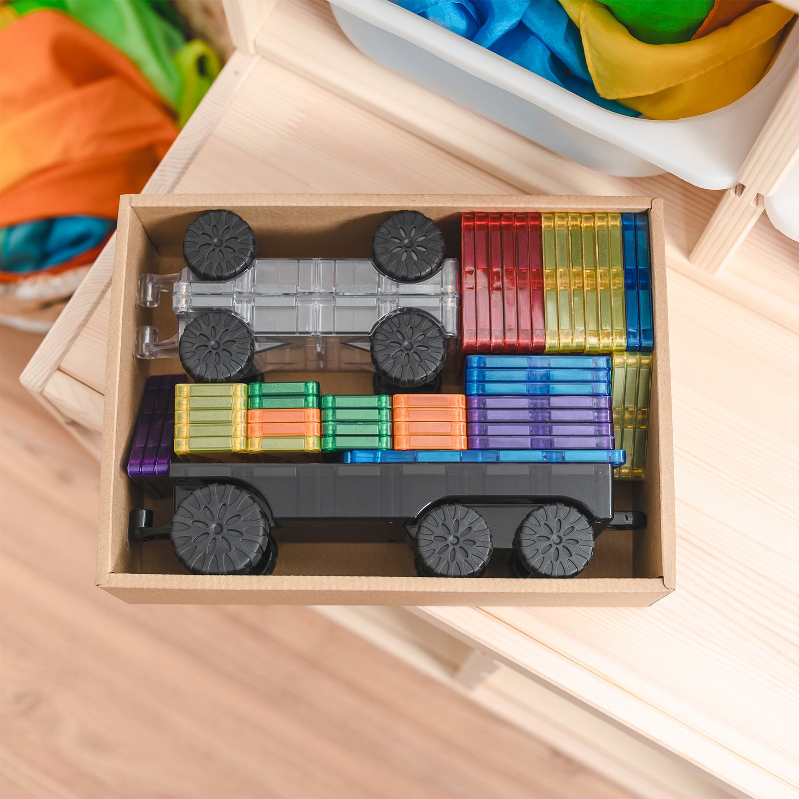 Magnetic Tiles Rainbow Transport Pack, 50 Pieces