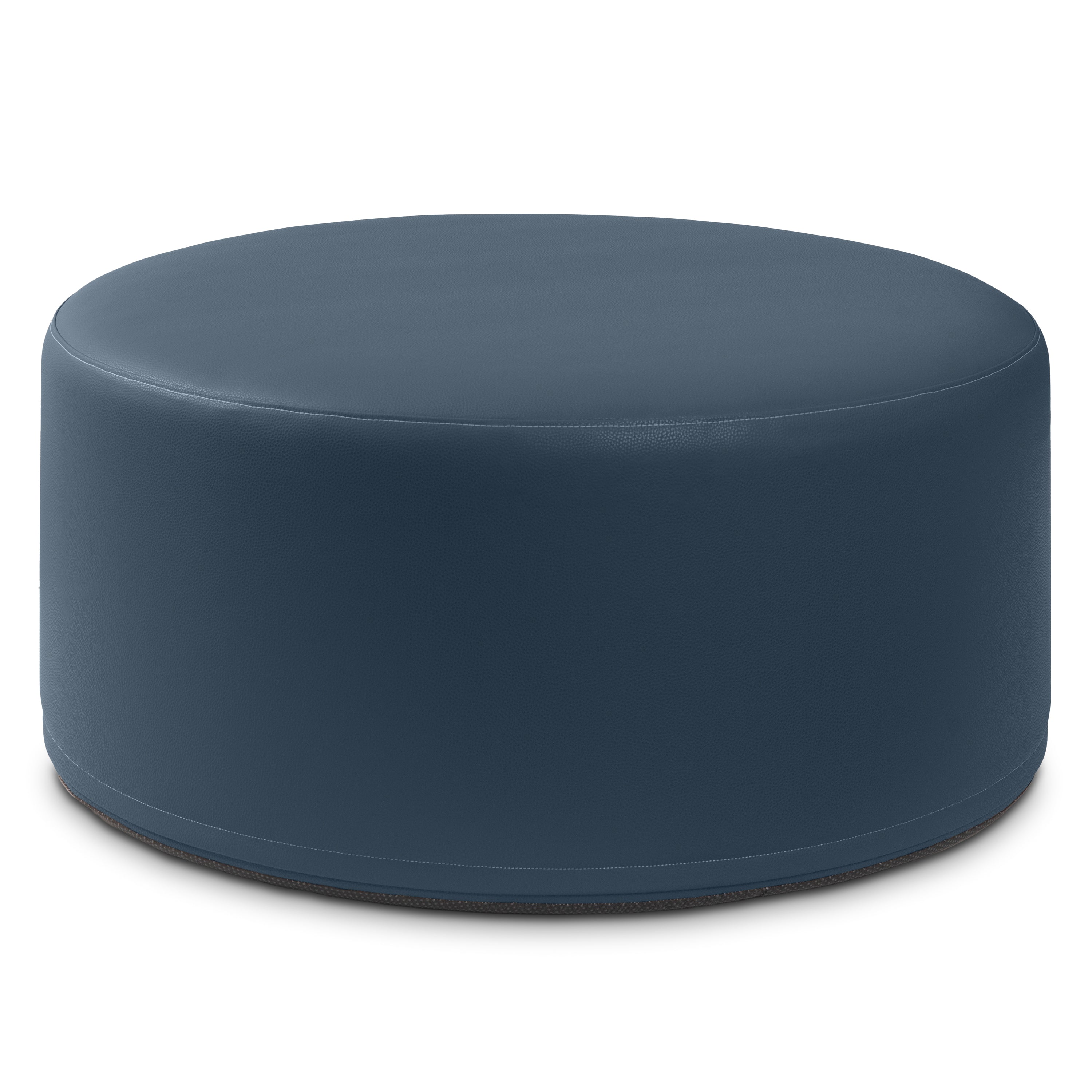 Jaxx Candler Round Couch Ottoman – Oversized Giant Coffee Table Ottoman - Versatile Firm Foam Construction - Kid Safe with Removable Cover, 36”, Premium Faux Leather, Oxford Blue