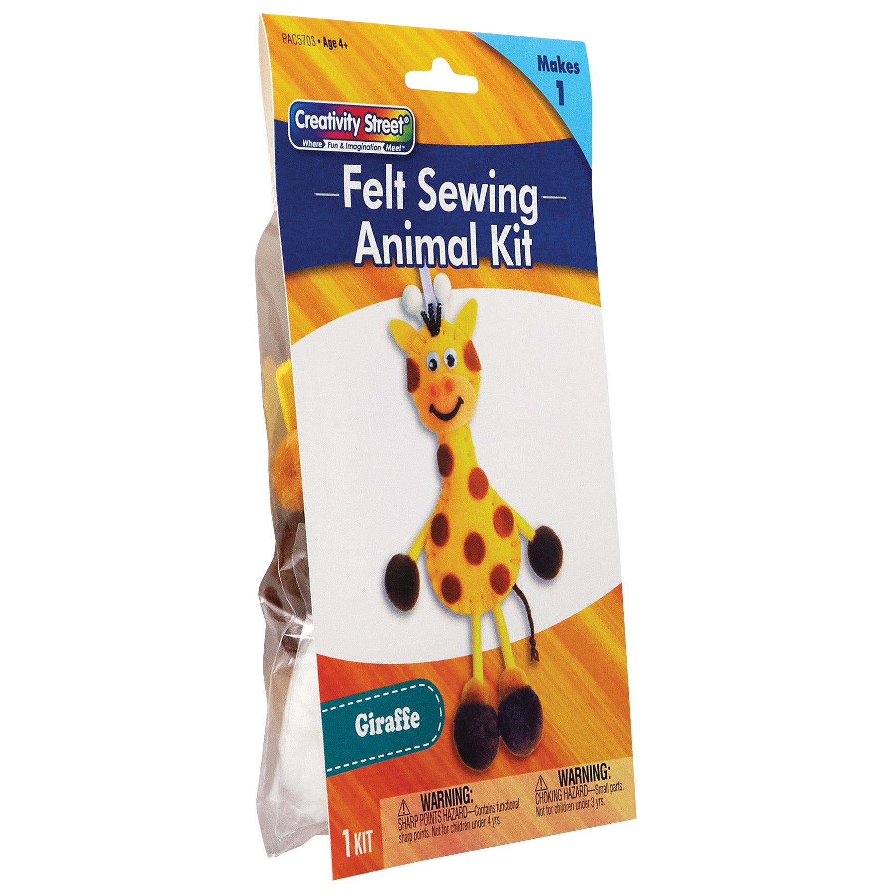 Felt Sewing Animal Kit, Giraffe, 6" x 11" x 0.75", 1 Kit