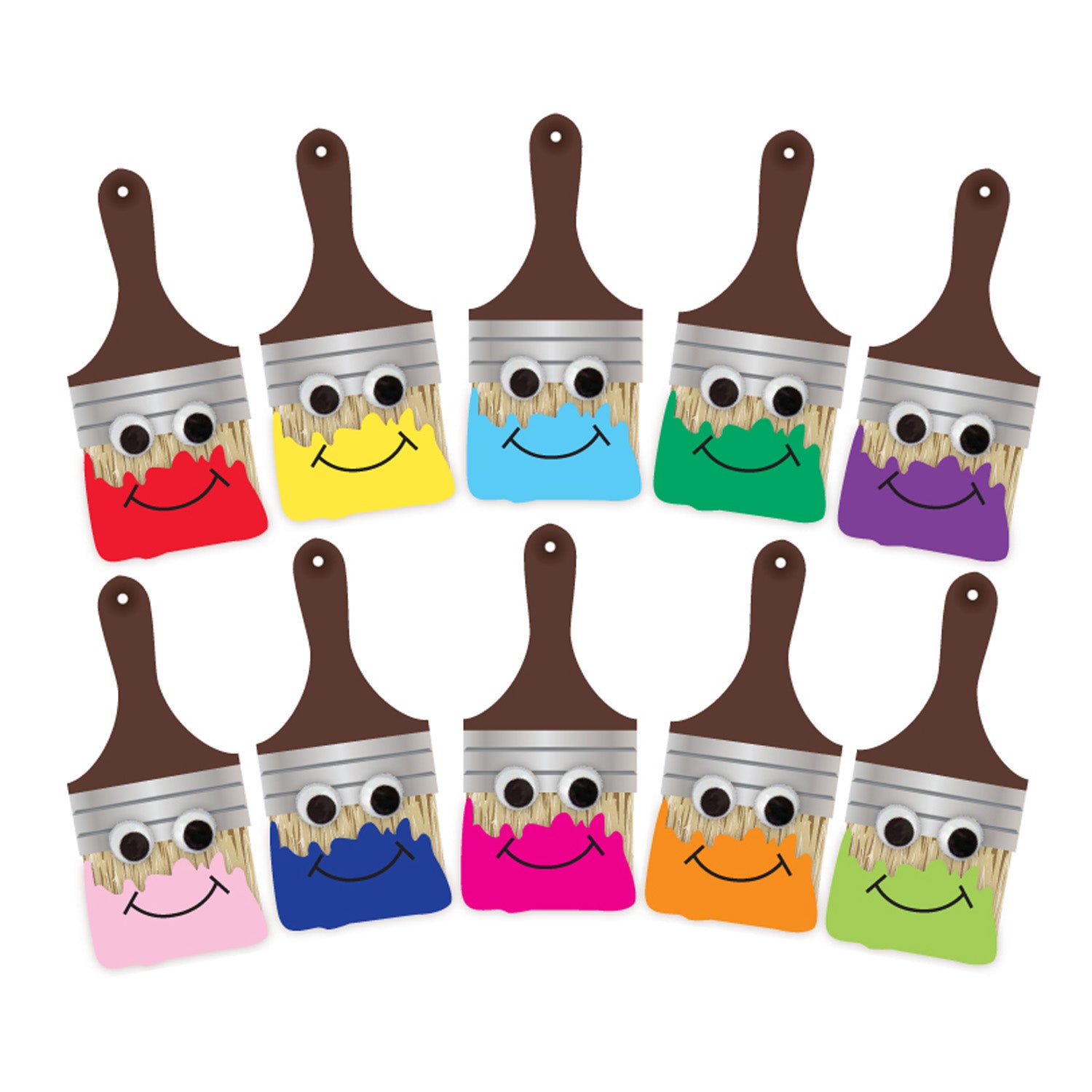 Accents - 30/pack - Happy Paintbrushes - 7” -10 Colors