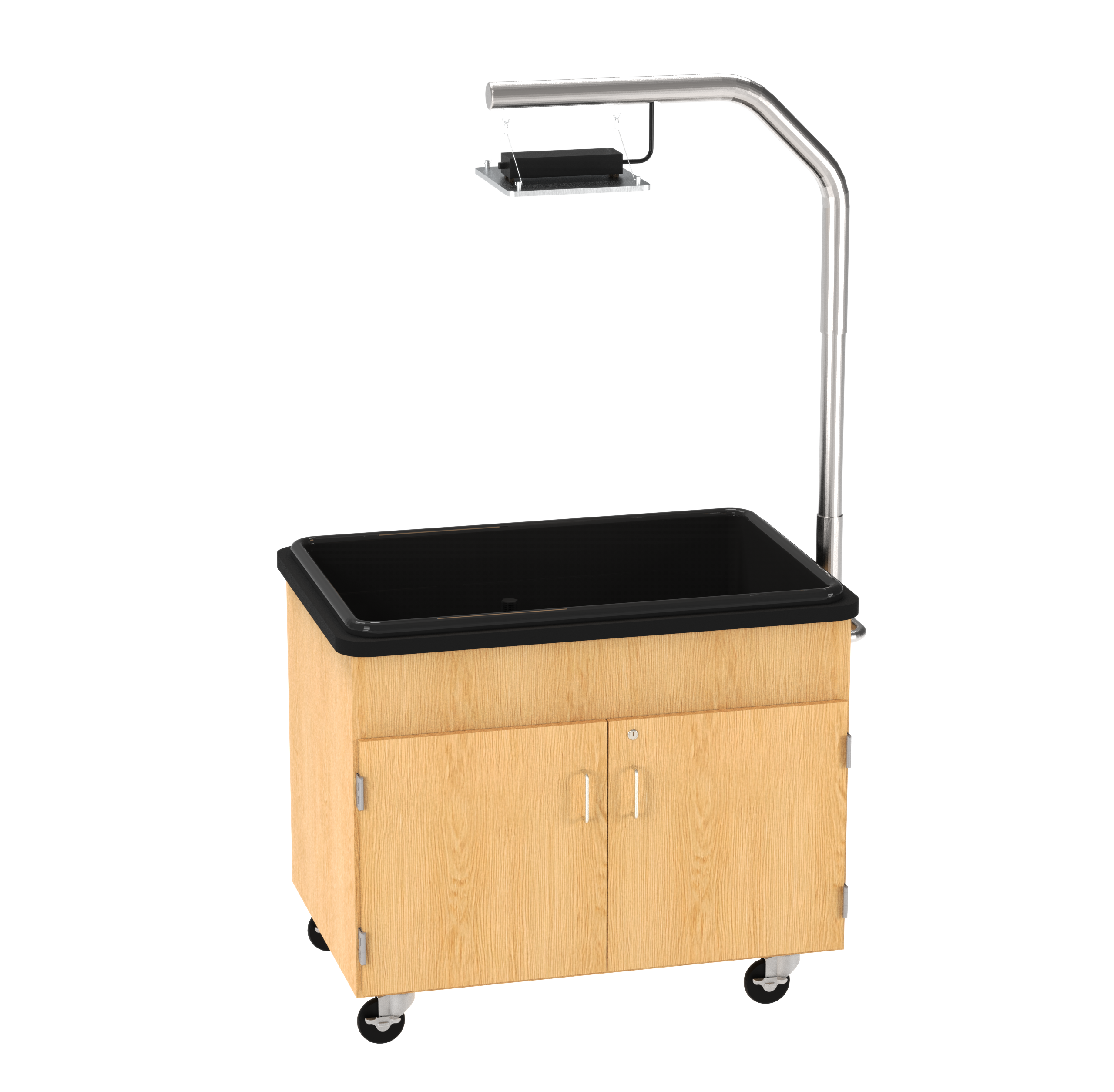 Hydroponics Growing Center, Oak, Silver Metal