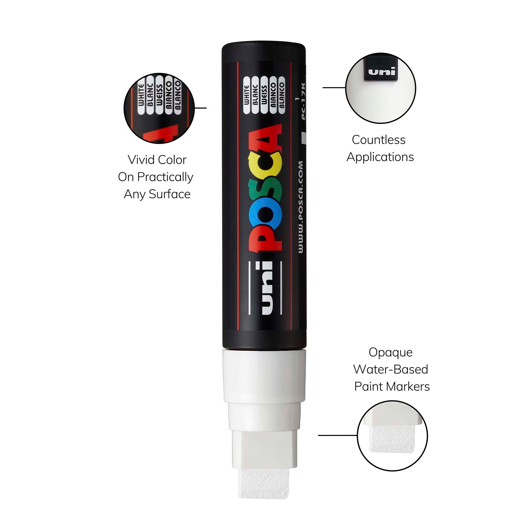 uni® POSCA PC-MIX Water-Based Paint Markers, Assorted White Tips, 8 Pack
