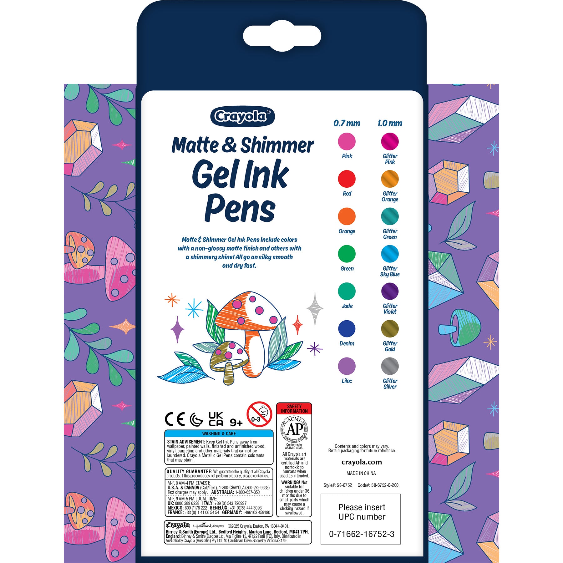 Matte & Shimmer Gel Ink Pens, Pack of 14