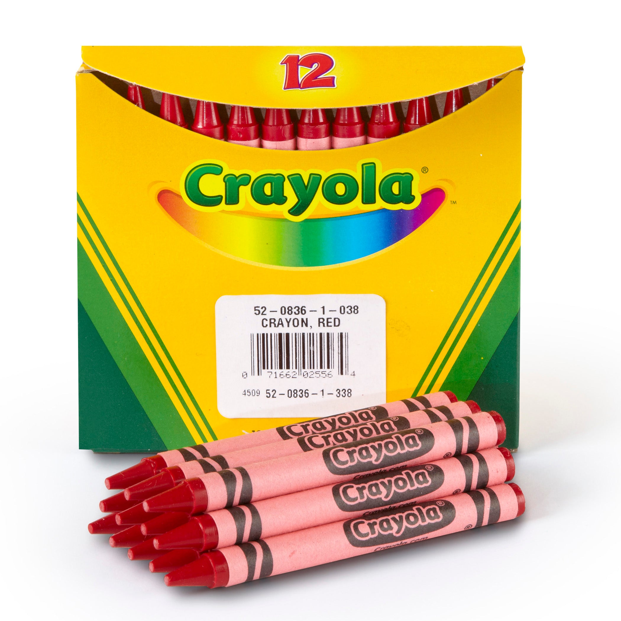 Bulk Crayons, Red, Regular Size, 12 Count