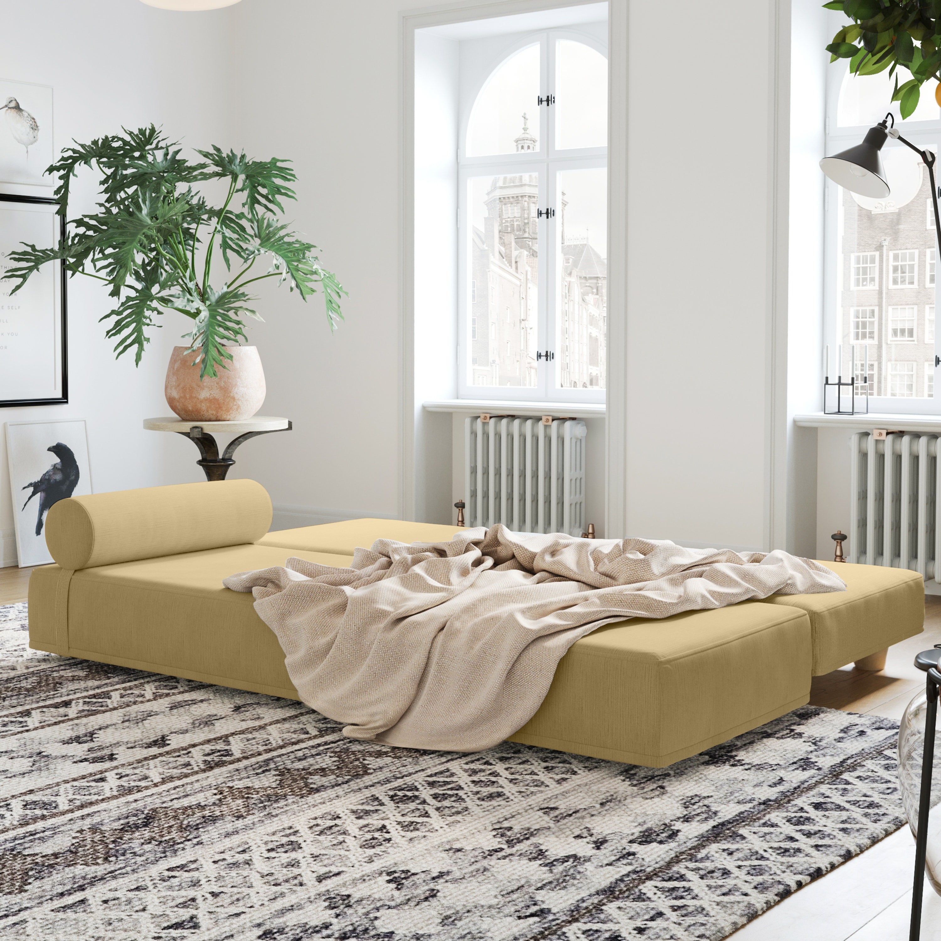 Jaxx Alon Daybed | Fold-Out Sleeper | Queen-Size Mattress - Camel