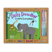 Daily Doodler Reusable Activity Book-Wild Animals Cover, Includes 4 Wonder Stix