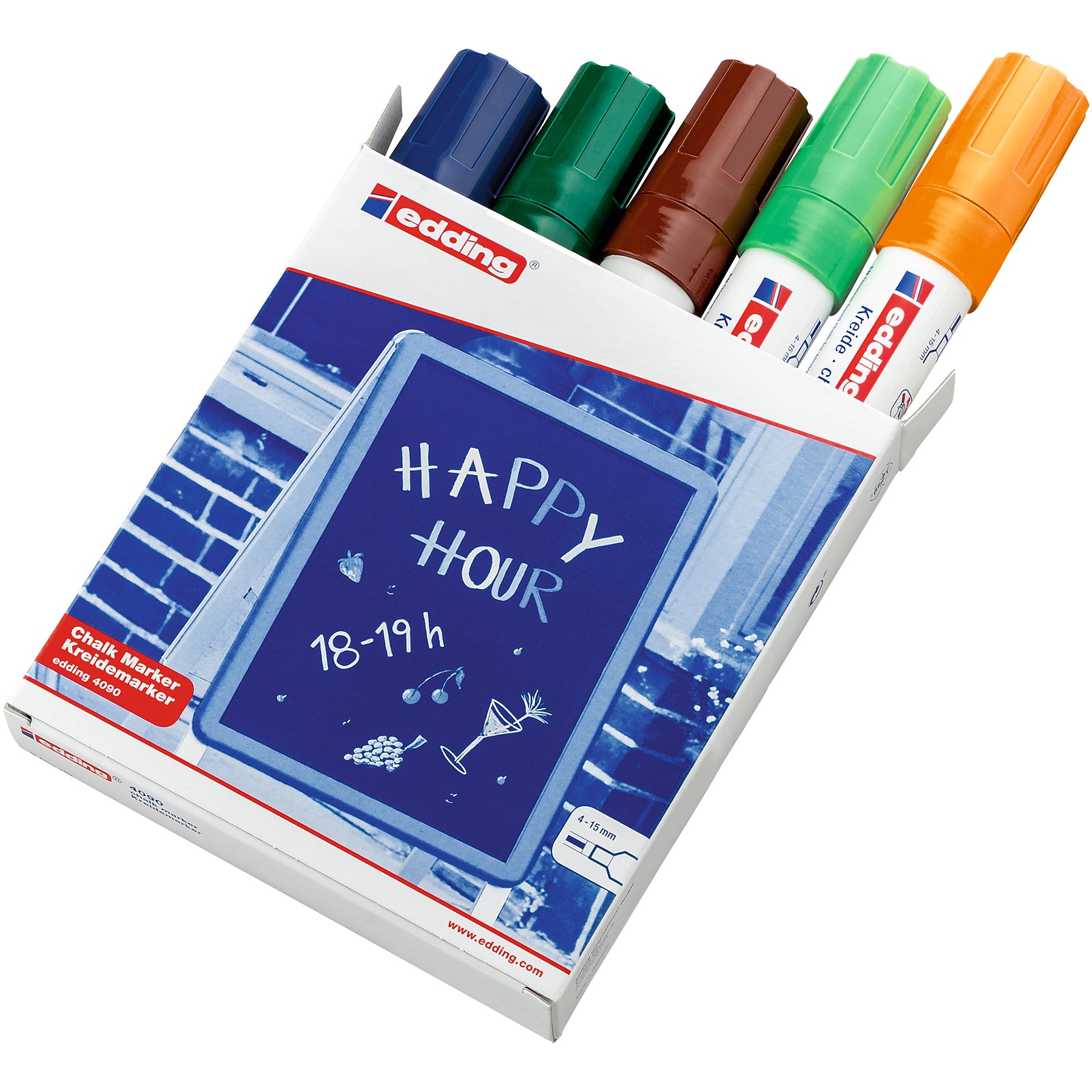 edding 4090 Chalk Marker - Box of 5 - Assorted