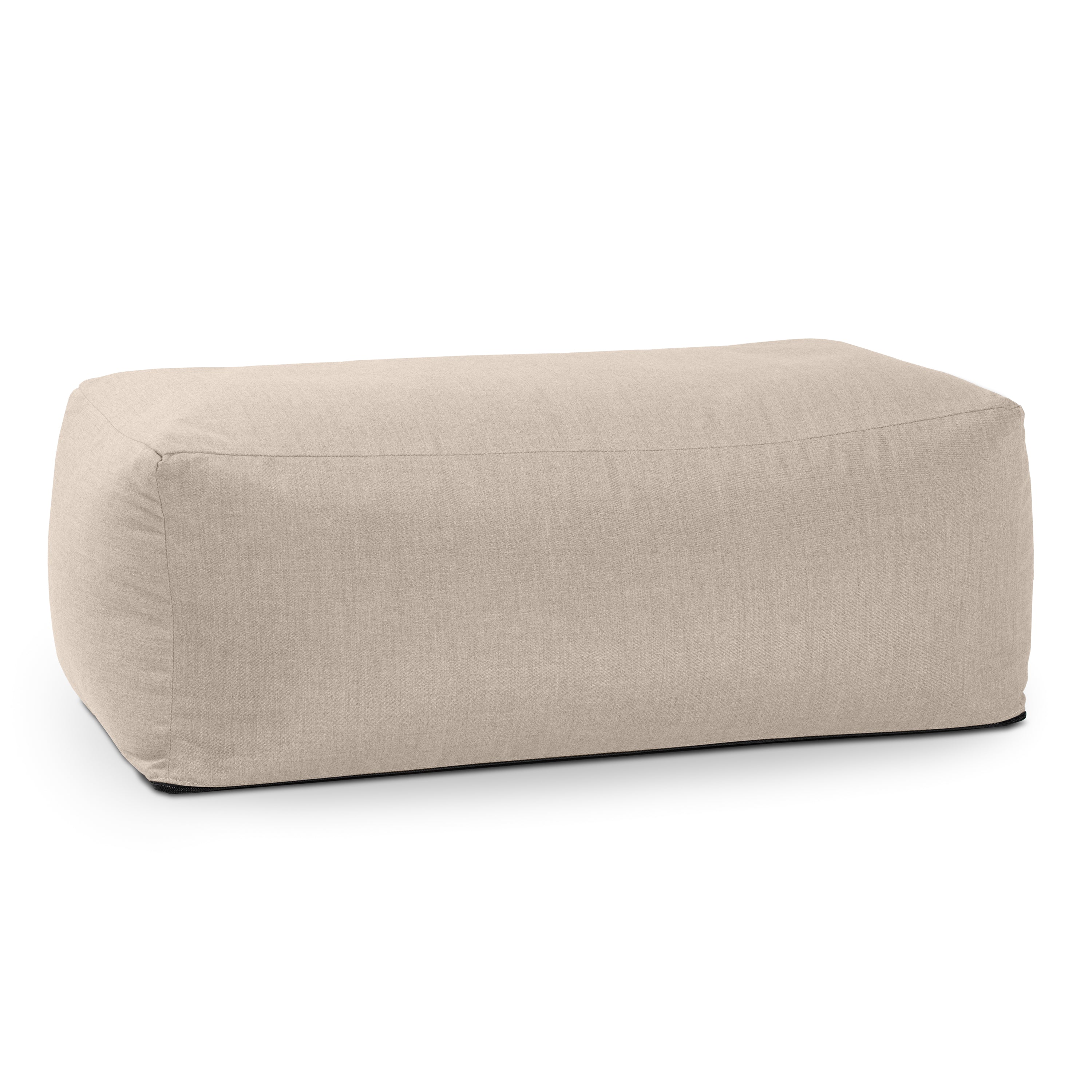 Coza Ottoman - Large Outdoor Pouf & Footrest - Sunbrella, Flax