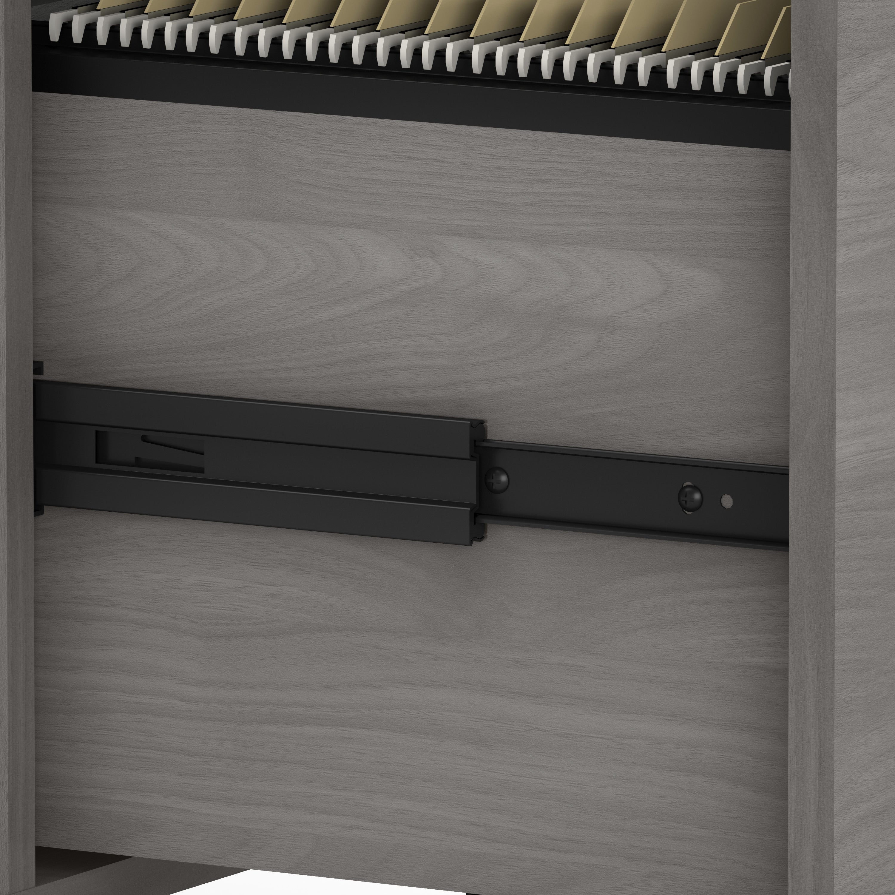 Bush Business Furniture Echo Bow Front Desk and Credenza with Mobile File Cabinet in Modern Gray - 60" Width x 87.26" Depth x 30" Height