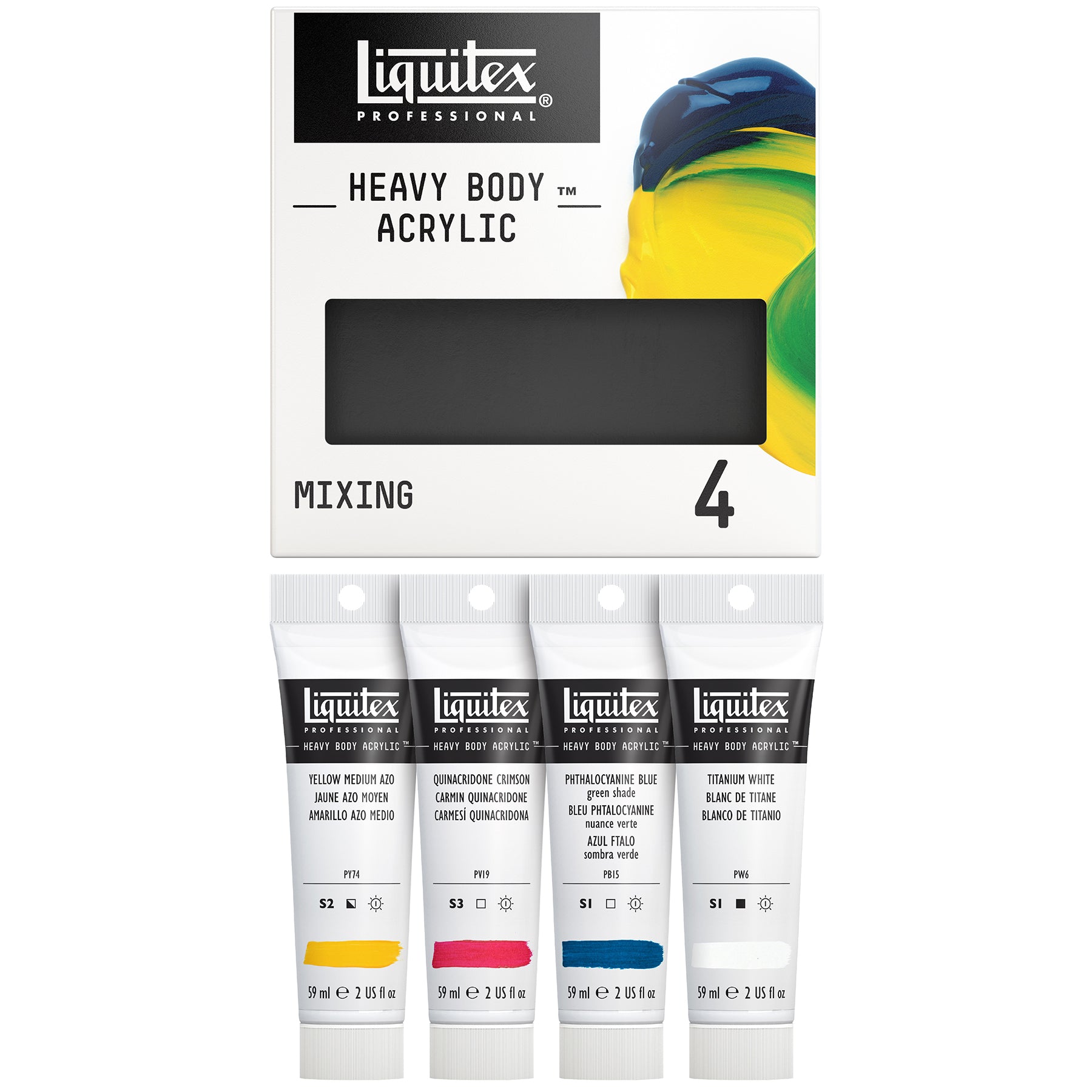Heavy Body Color - Mixing 4 x 59ml Primary Color Set