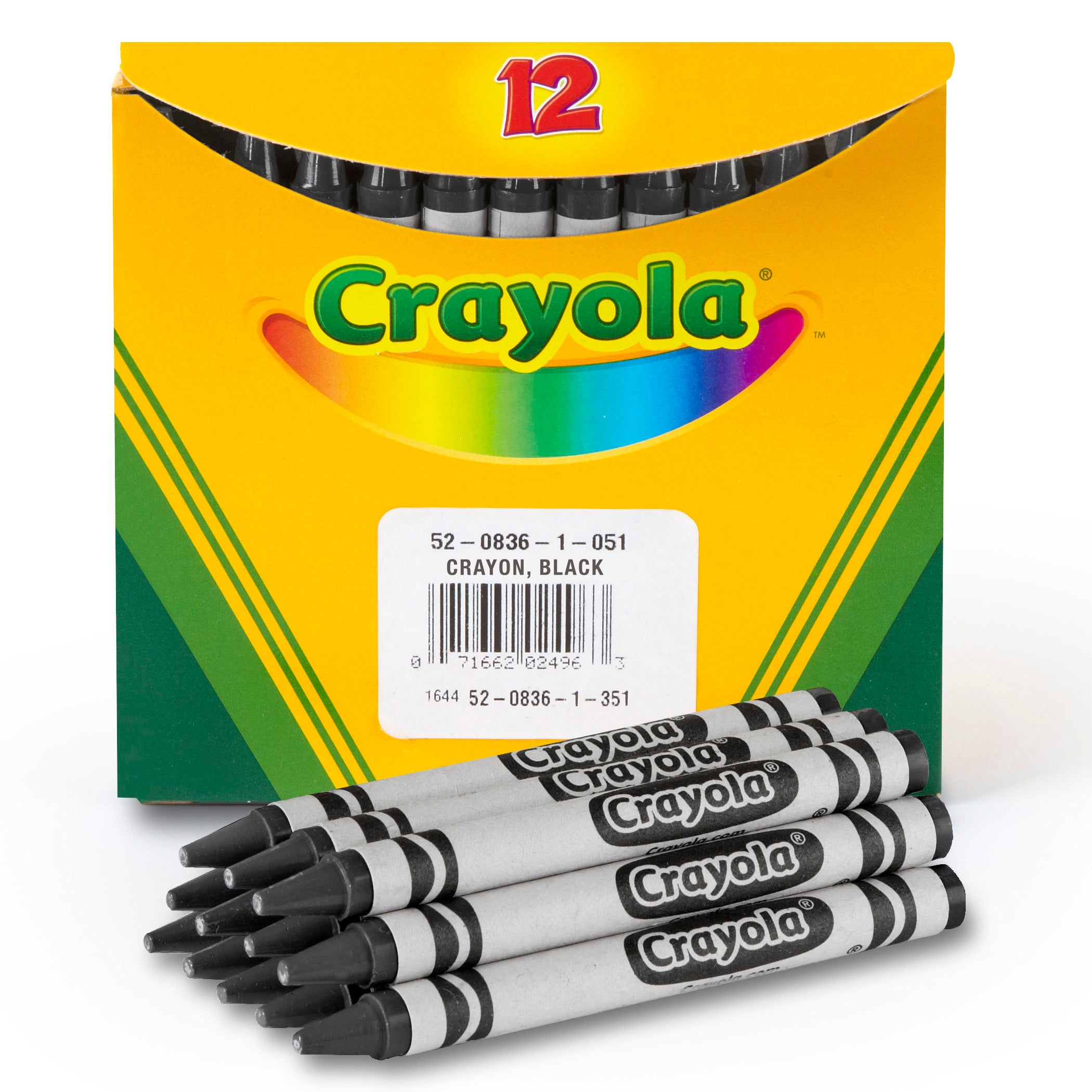 Bulk Crayons, Regular Size, Black, 12 Count