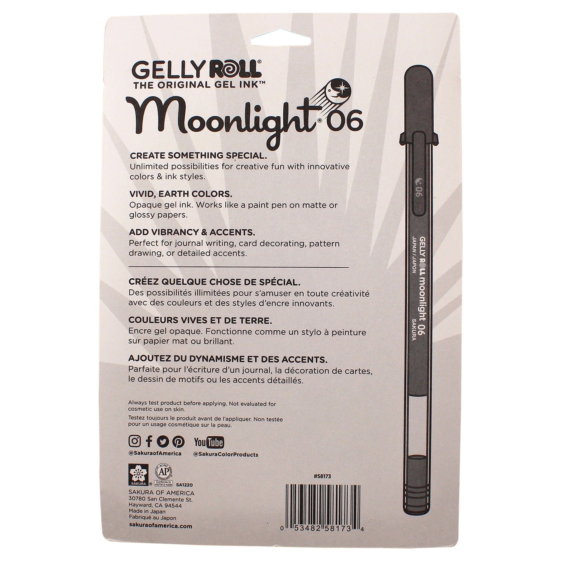 Moonlight Gel Pens, Fine Point, Assorted Colors, 10-Piece Set, Blister Card