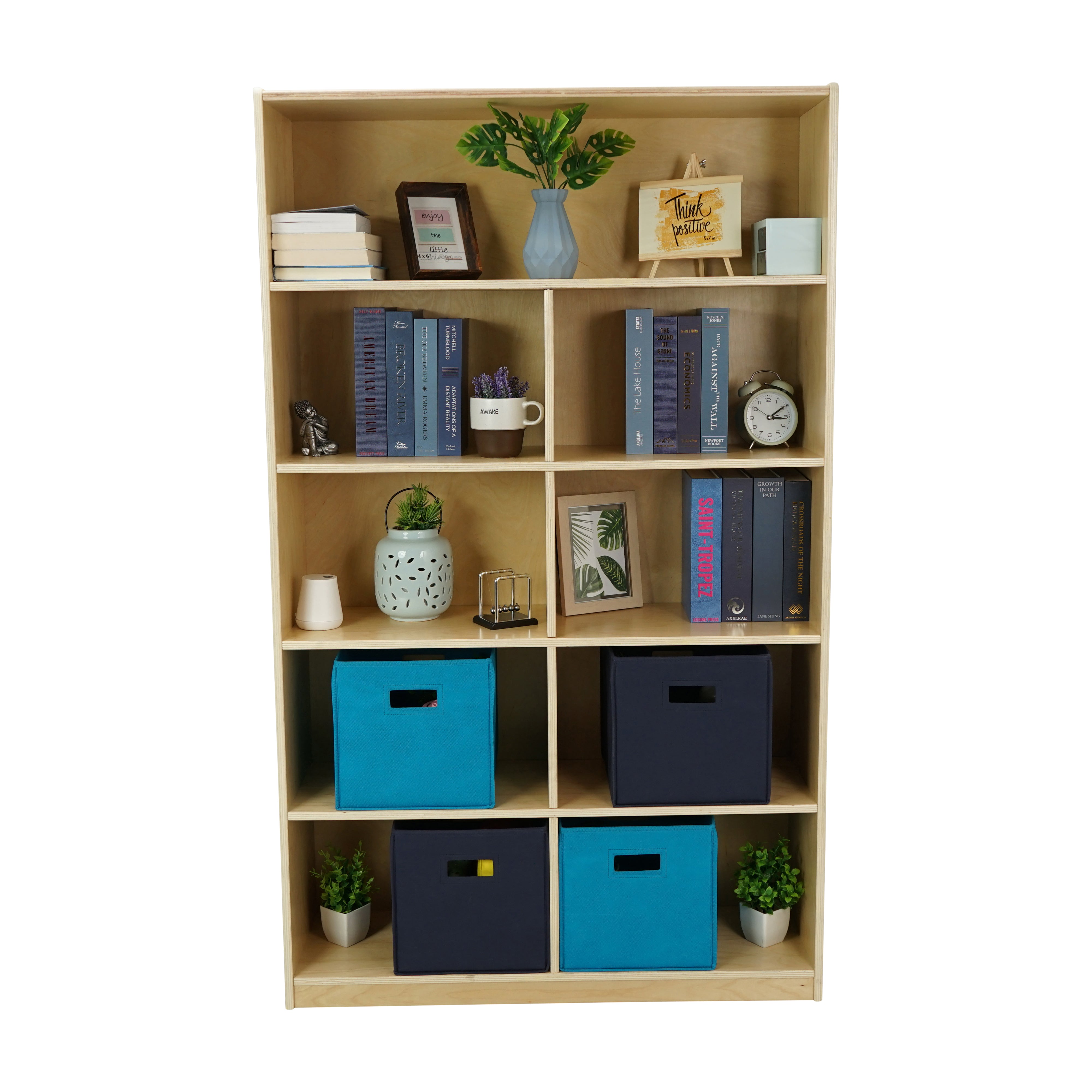 Birch 9-Compartment Divided Deluxe Book Case, 60" Height