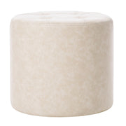Rustic Tufted Round Ottoman 16" Height - Almond