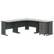 Bush Business Furniture Series A 84W x 84D Corner Desk with Mobile File Cabinet in Slate and White Spectrum - 82.76" Width x 82.76" Depth x 29.66" Height