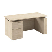 Bush Business Furniture Stratus&nbsp;60W x&nbsp;30D Eletric Height Adjustable Standing Desk with File Cabinet in Natural Elm with White Base - 59.45" Width x 29.37" Depth x 27.44" Height