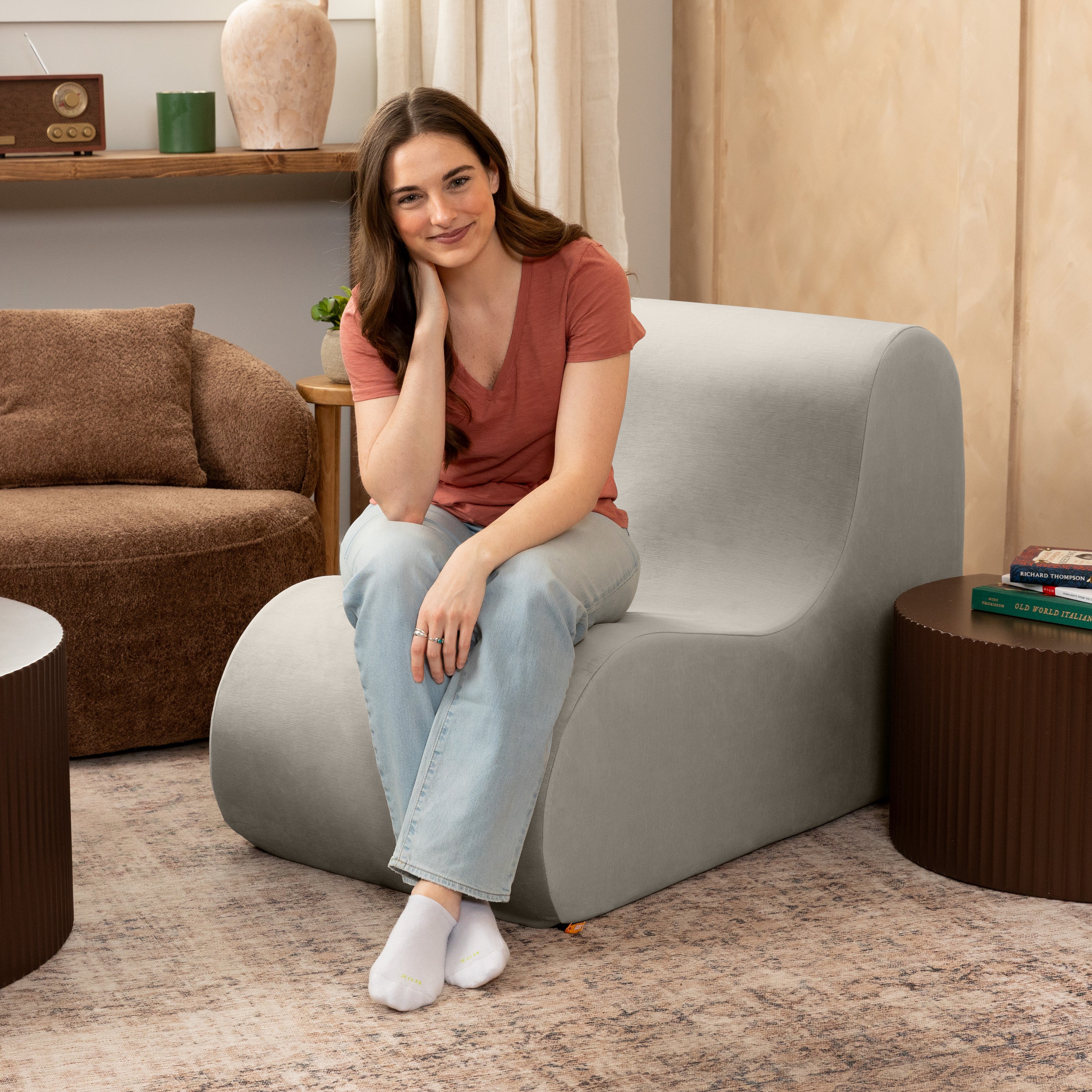 Jaxx Uptown Large Modern Armless Accent Chair, Dove Grey