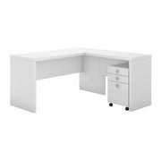 Bush Business Furniture Echo L Shaped Desk with Mobile File Cabinet in Pure White - 60" Width x 60" Depth x 30" Height