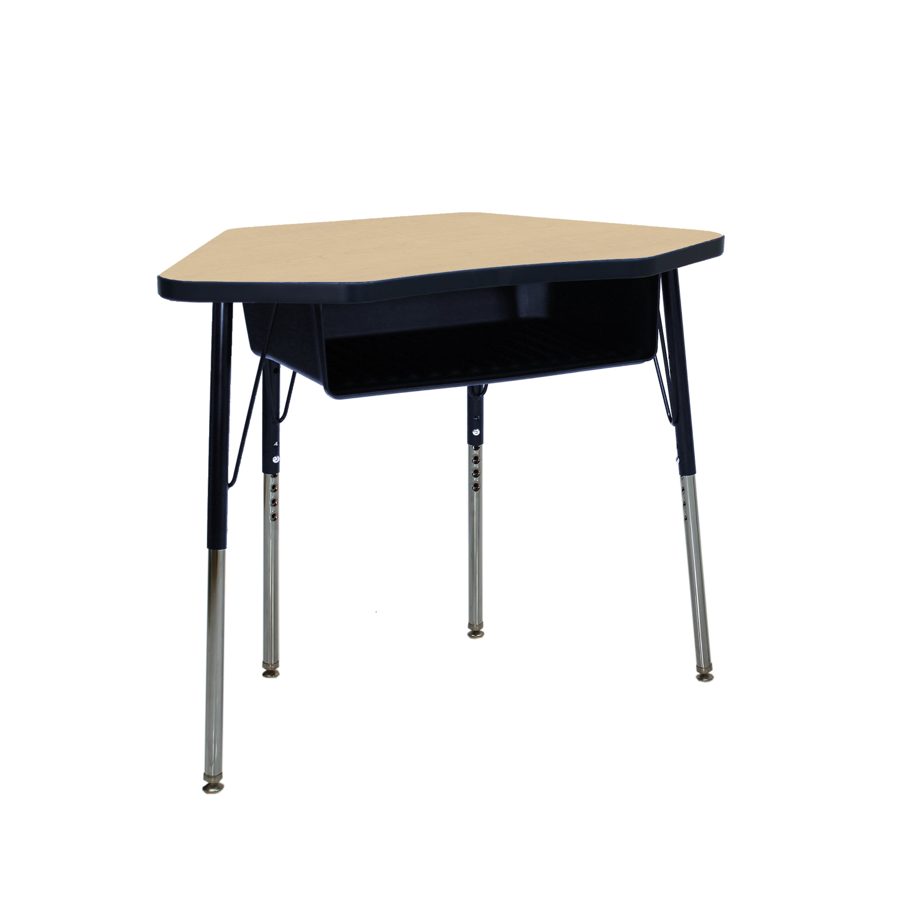 24" x 36" Petal Book Box Desk with Adjustable Standard Swivel Glide Legs, 2-Piece - Maple/Navy