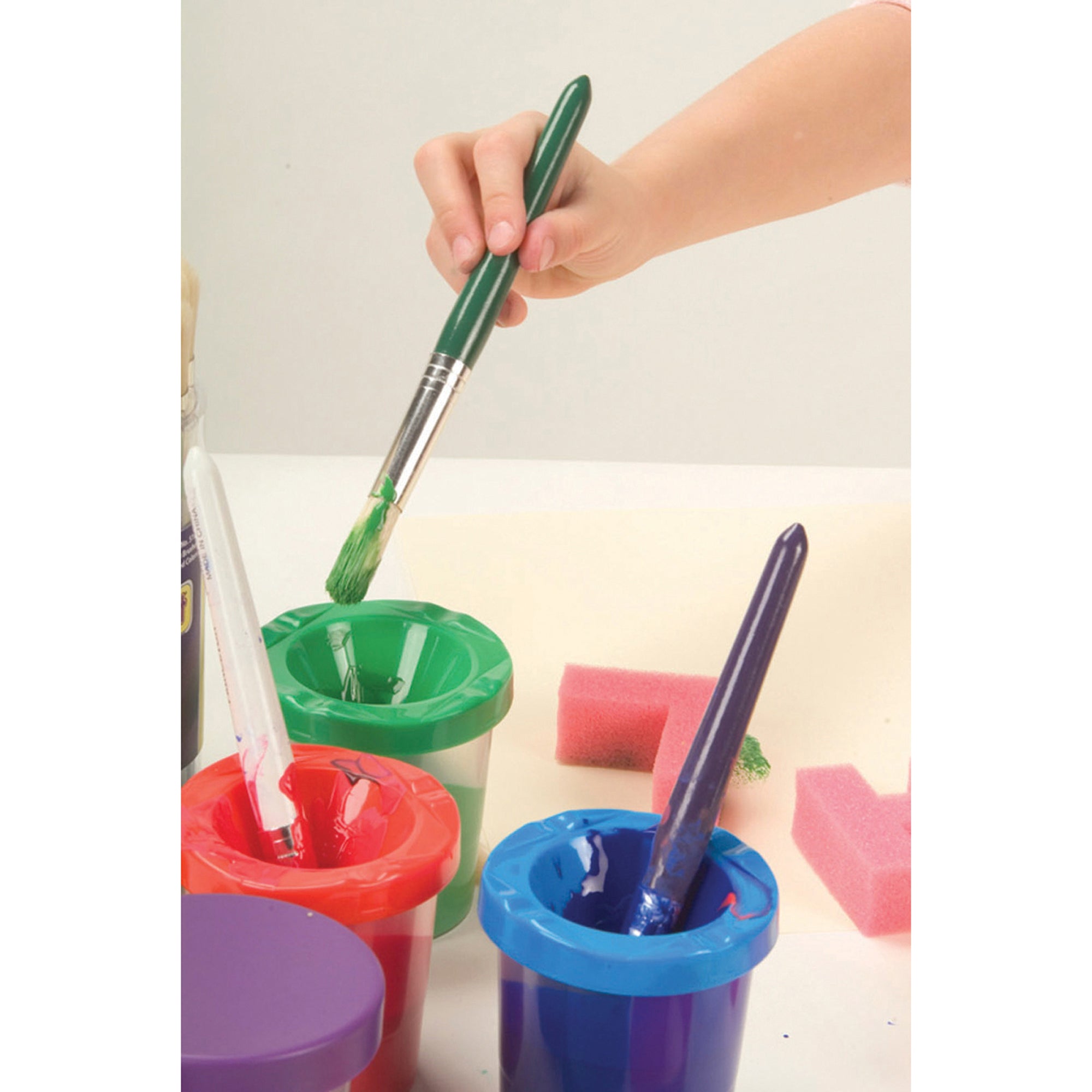 Paint Cups with Brushes, 10 Assorted Colors, 7-1/4" Brushes & 3" Dia. Cups, 20 Pieces