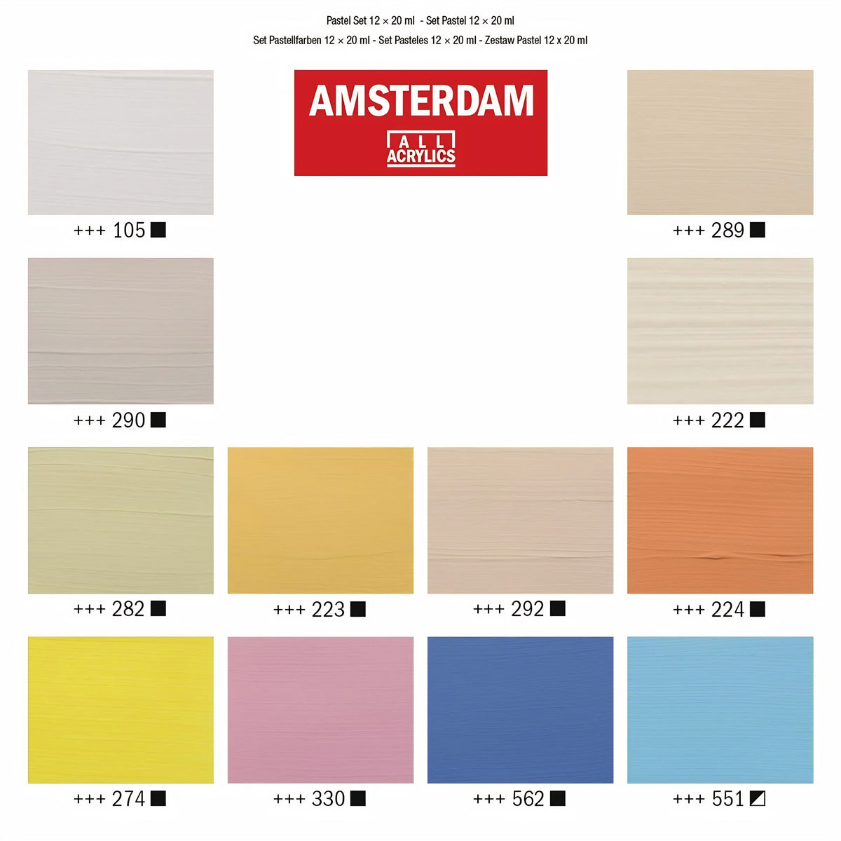 ACRYLIC 12 X 20ML PASTELS SET