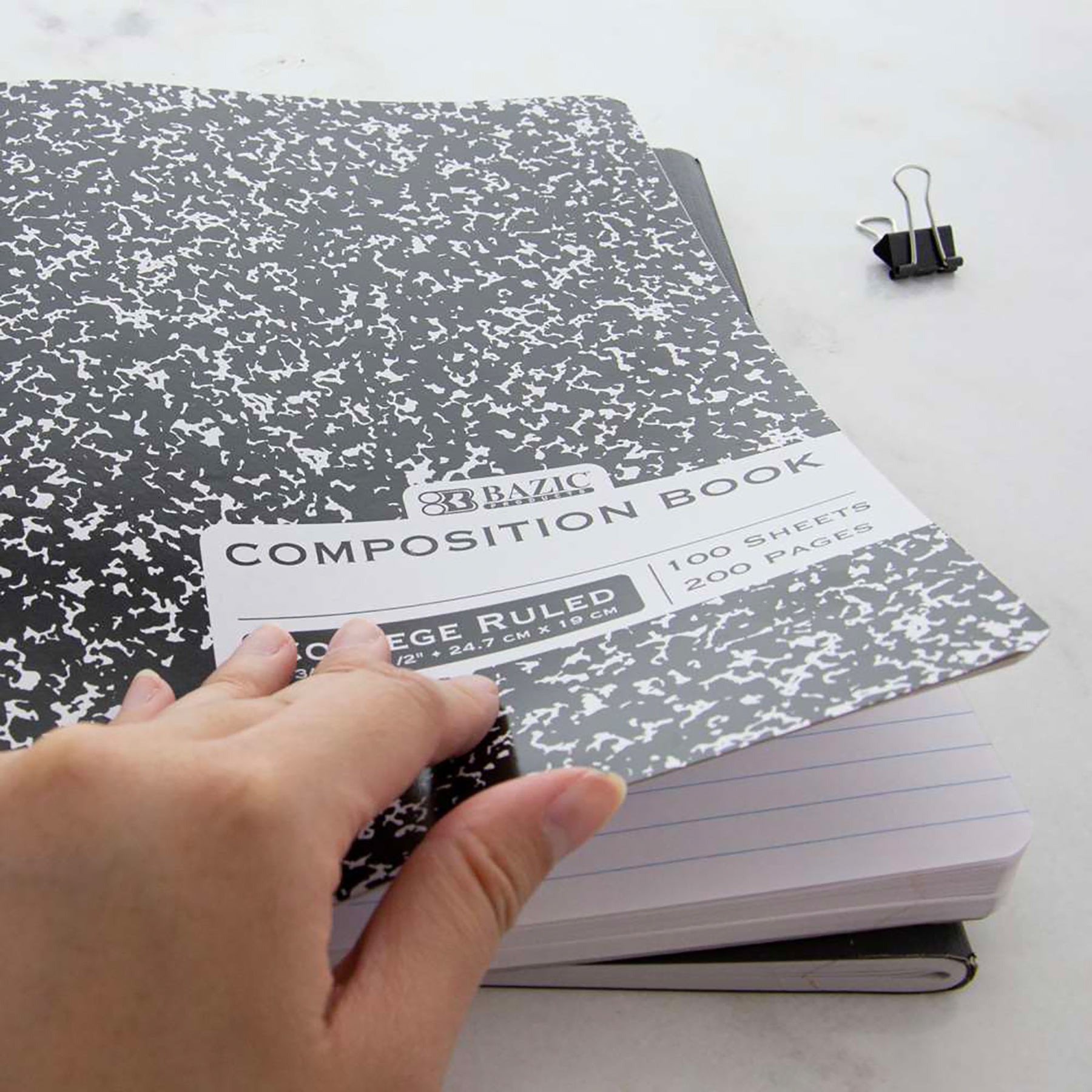 Composition Book, College Ruled, Black Marble, 100 Sheets