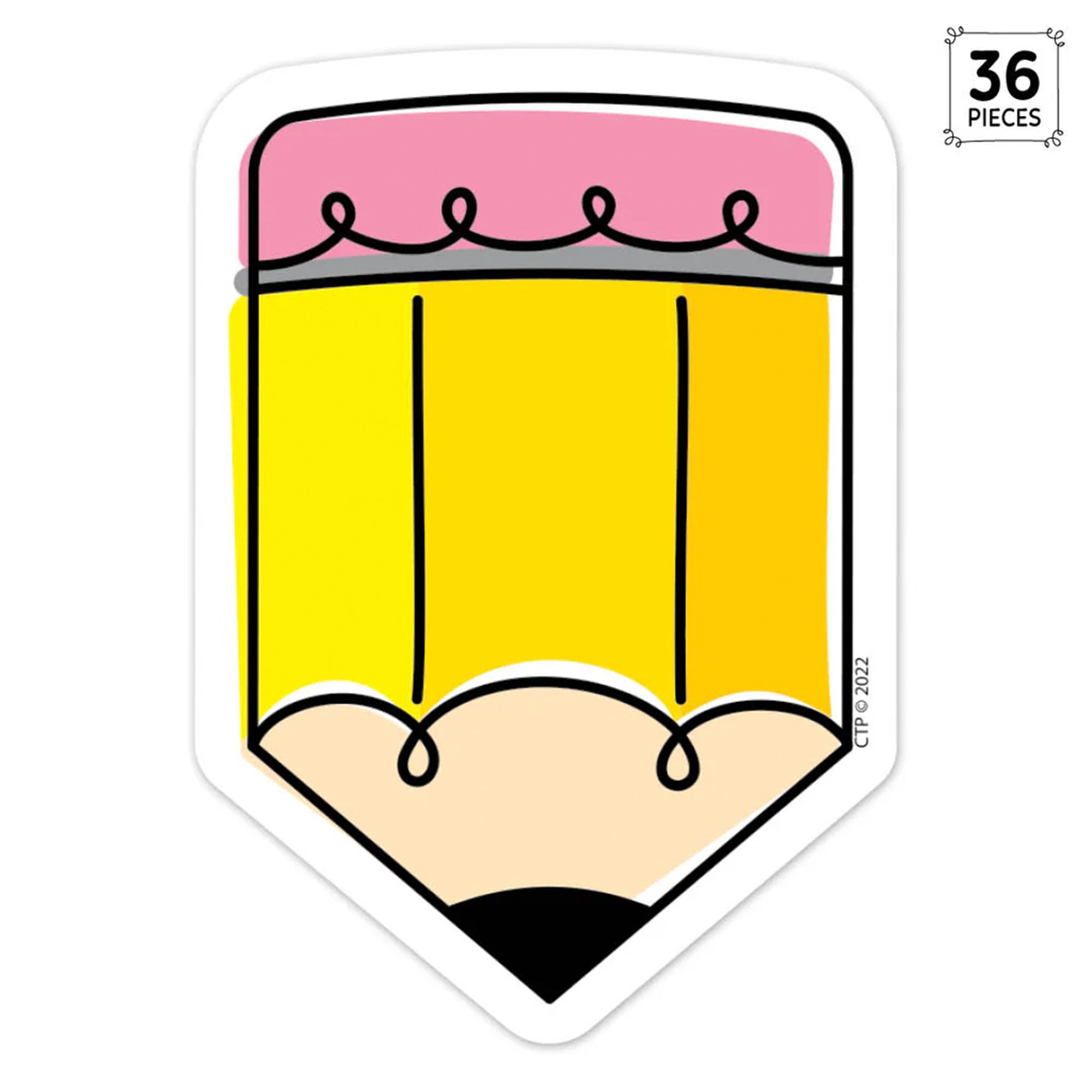 Core Décor Doodle Pencil 3" Designer Cut-Outs, Pack of 36