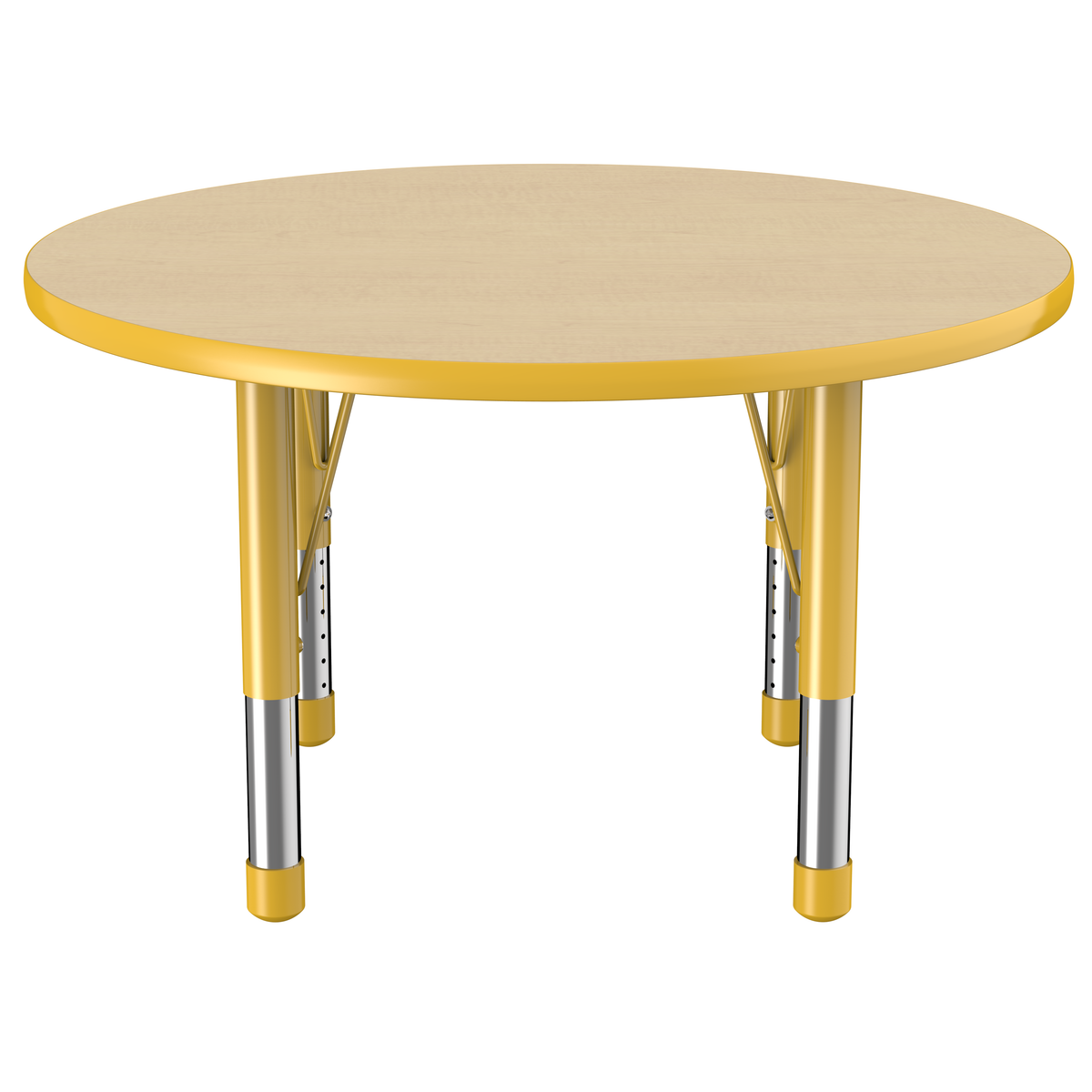 36" Round T-Molding Activity Table with Adjustable Chunky Legs - Maple/Yellow