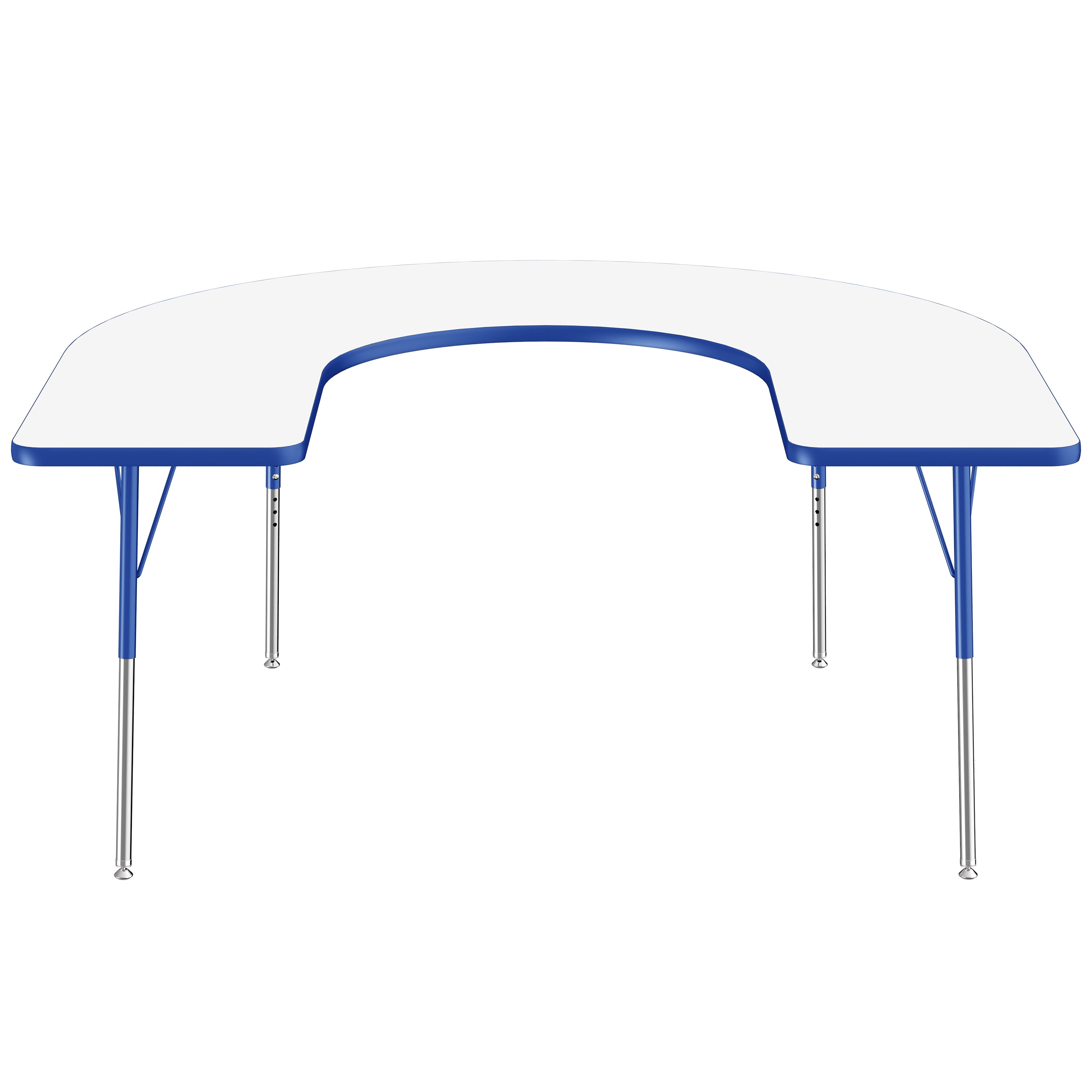 60" x 66" Horseshoe Dry-Erase Activity Table with Adjustable Standard Swivel Glide Legs - Whiteboard/Blue